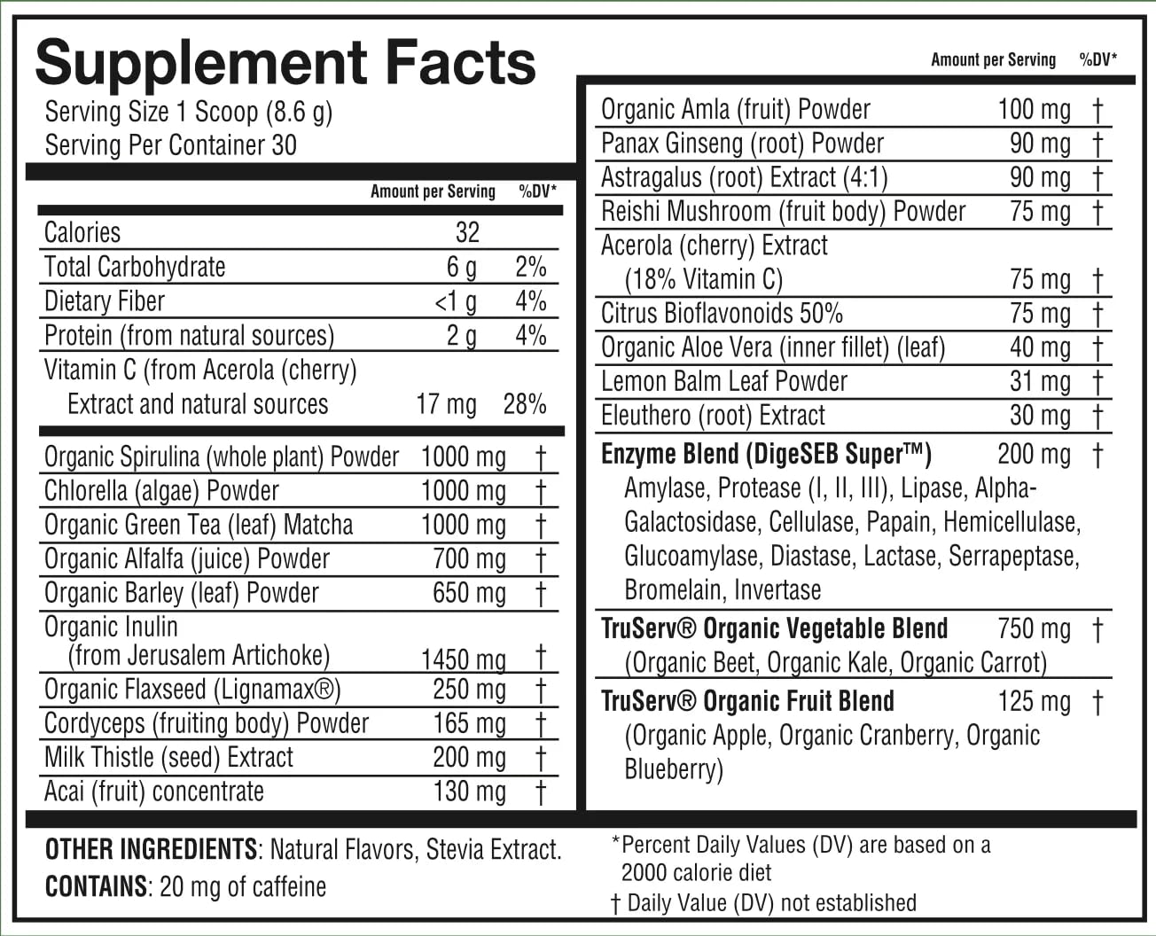 HXOGYUB Greens Powder Superfood Daily Greens Drink with Spirulina, Chlorella, Adaptogens & Antioxidants – Supports Energy, Gut Health & Immunity – Gluten Free – 9 oz