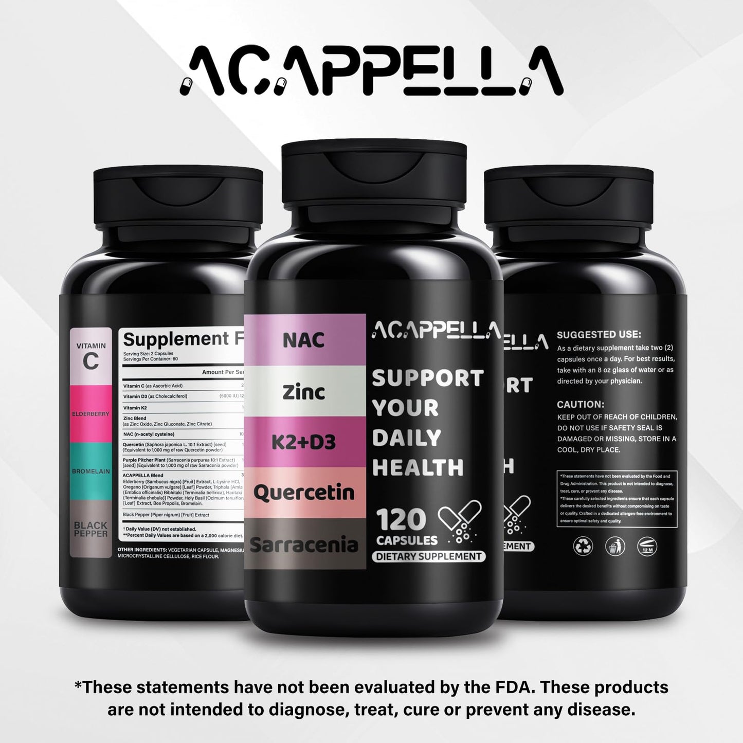 ACAPPELLA Vitamin D3 K2 Capsules, 120 Count