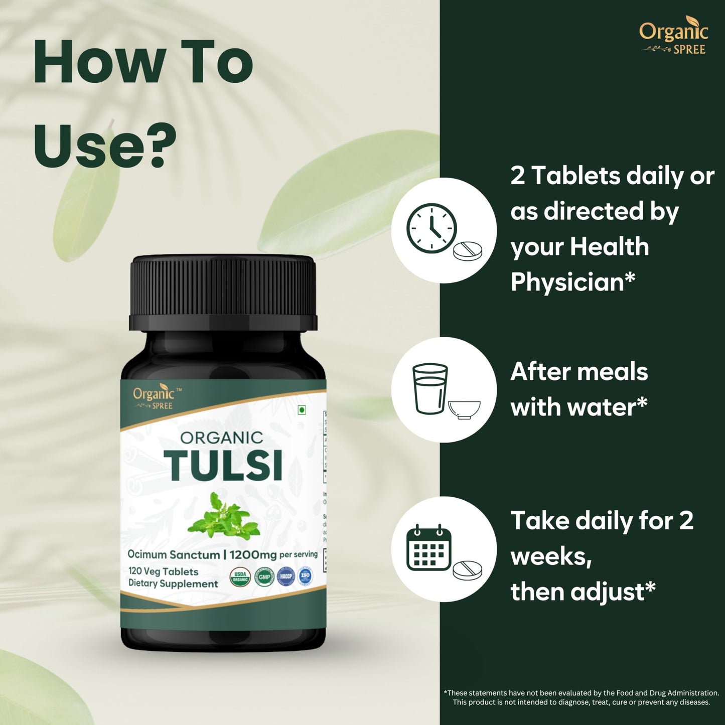 Organic Spree Tulsi Tablets, 240 Count