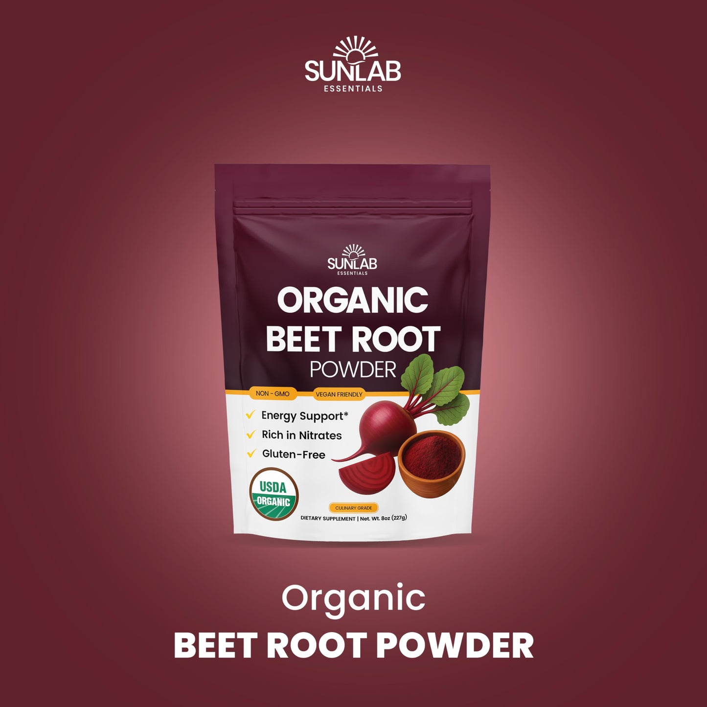SunLab Essentials Organic Beet Root Powder 8 oz