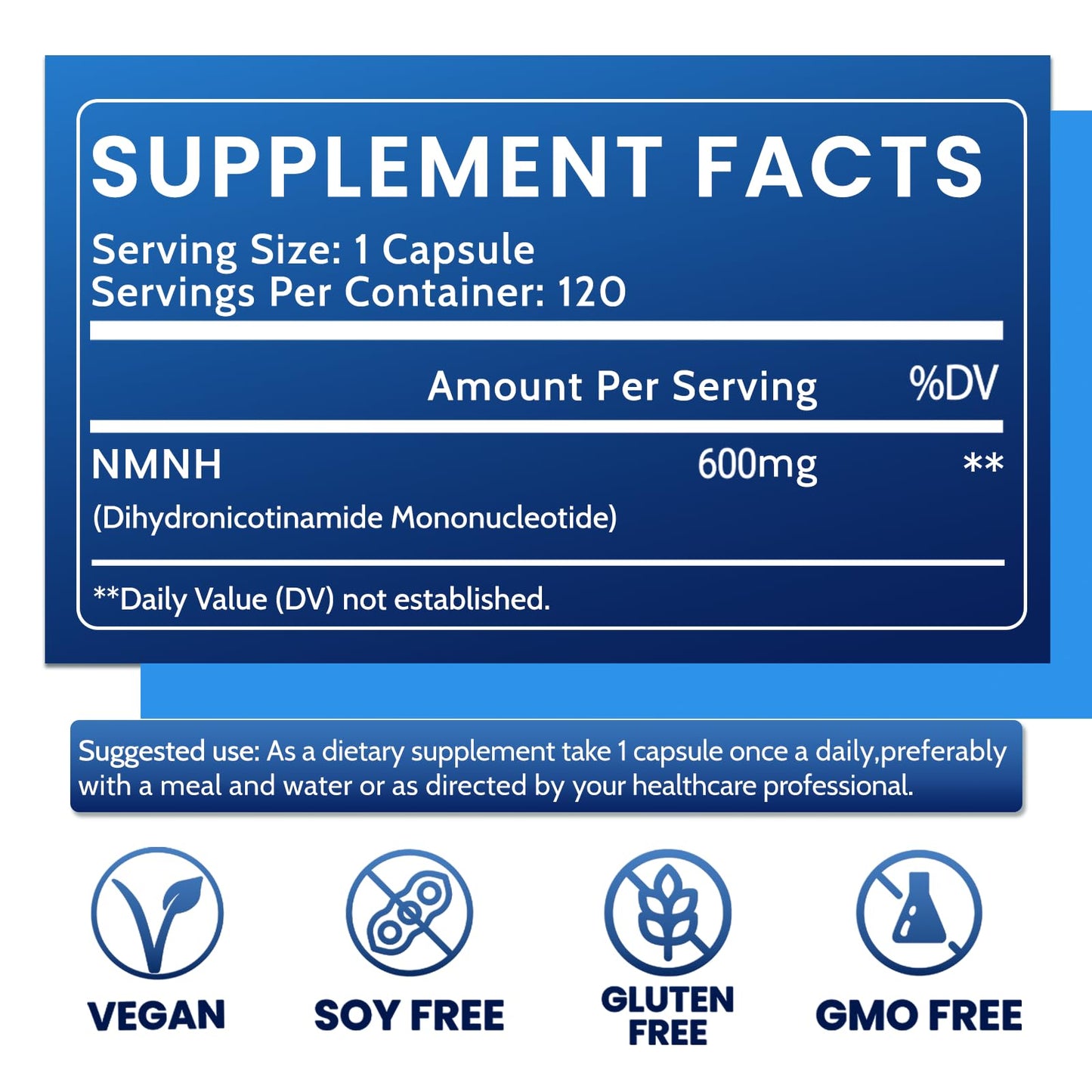 HEALGUT Liposomal NMNH 600mg NAD+ Supplement Capsule, 120 Capsules