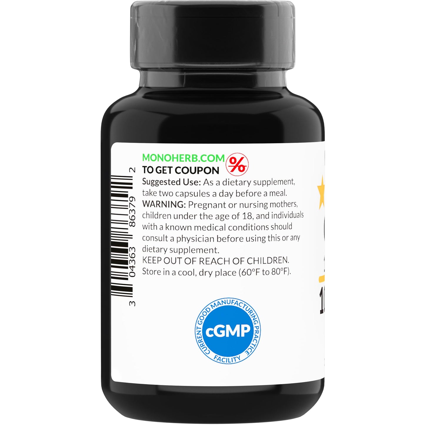 MONOHERB Ginger Extract 1000 mg Capsules, 90 Count