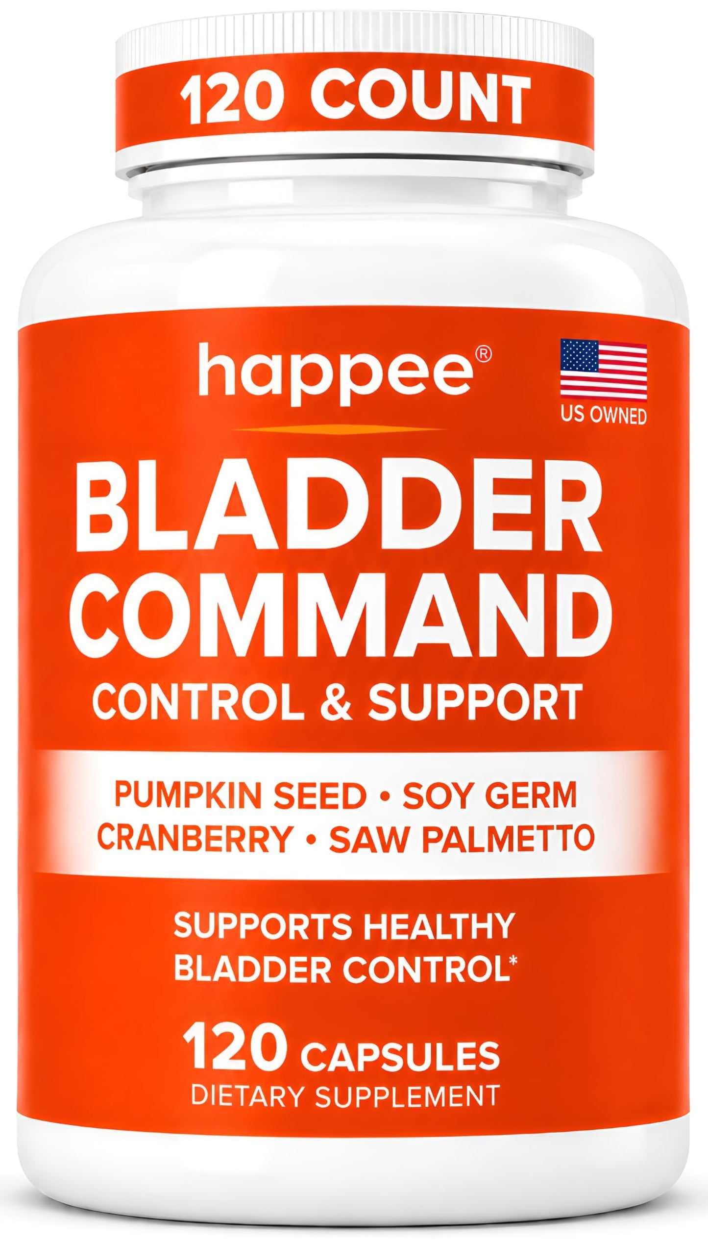 Happee Bladder Control Supplement for Women & Men 1,220mg Urinary Support Capsule 120 Capsules