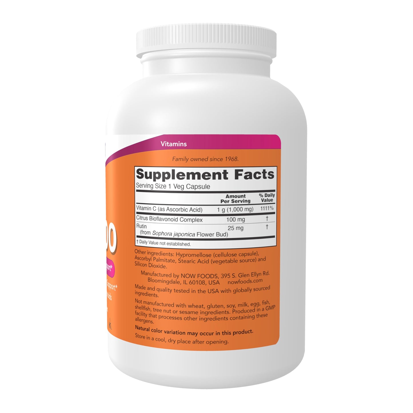 NOW Foods Vitamin C-1,000 with 100 mg Bioflavonoids, Antioxidant Protection*, 500 Veg Capsules