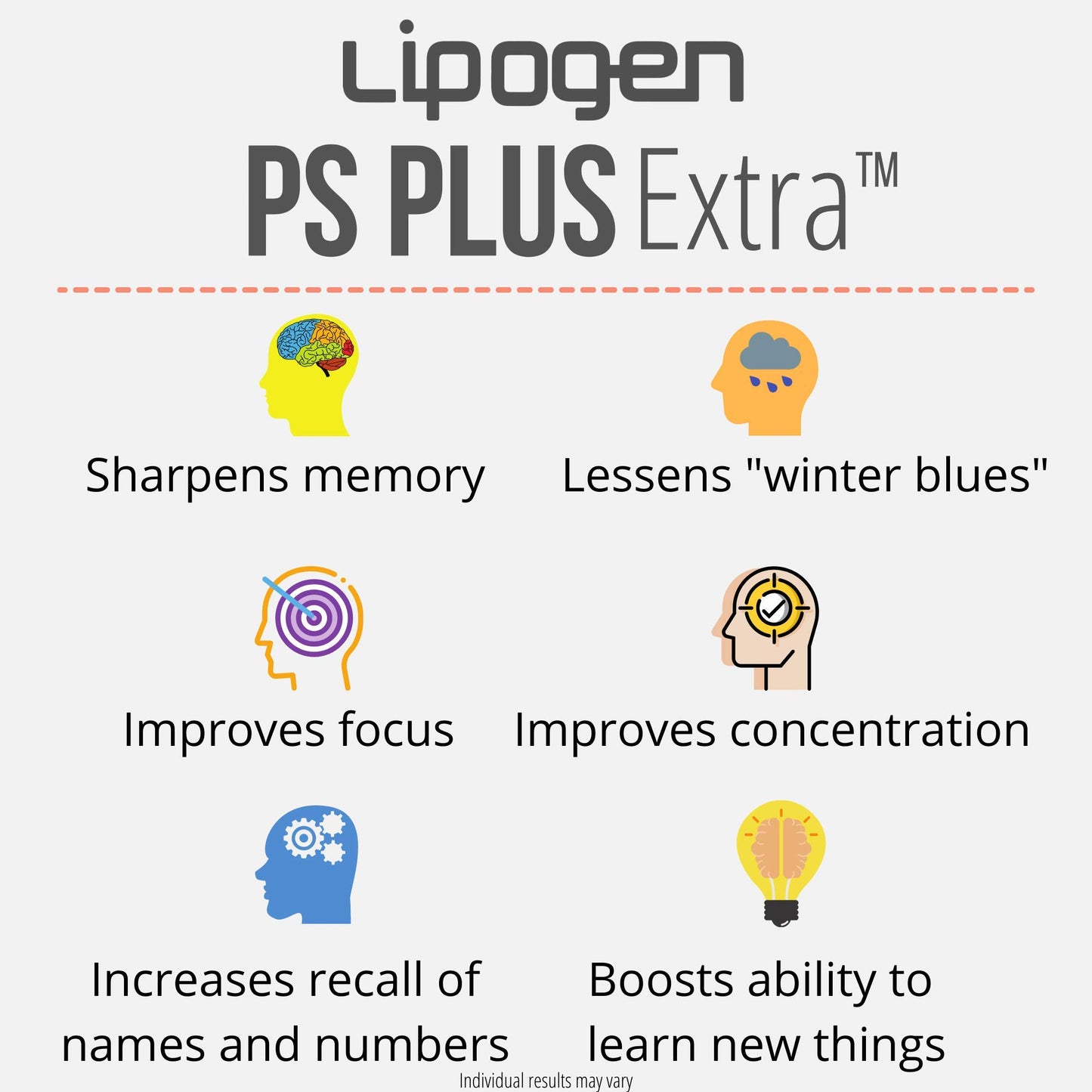 Lipogen PS Plus Extra Brain Booster Supplement Softgels 60