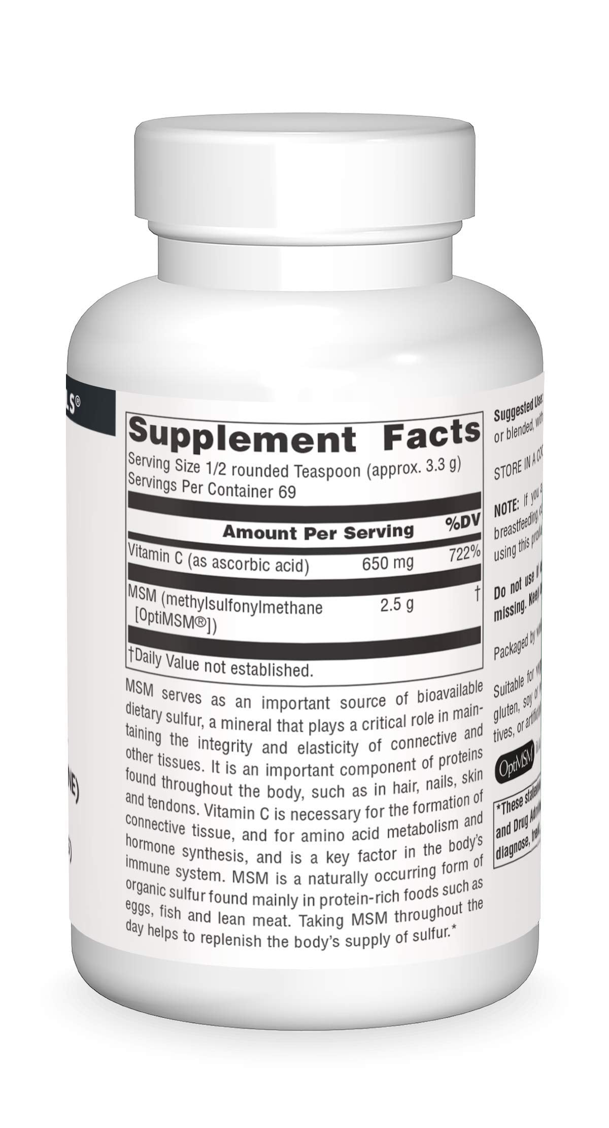 Source Naturals MSM (Methylsulfonylmethane) with Vitamin C Powder, 8 Ounce