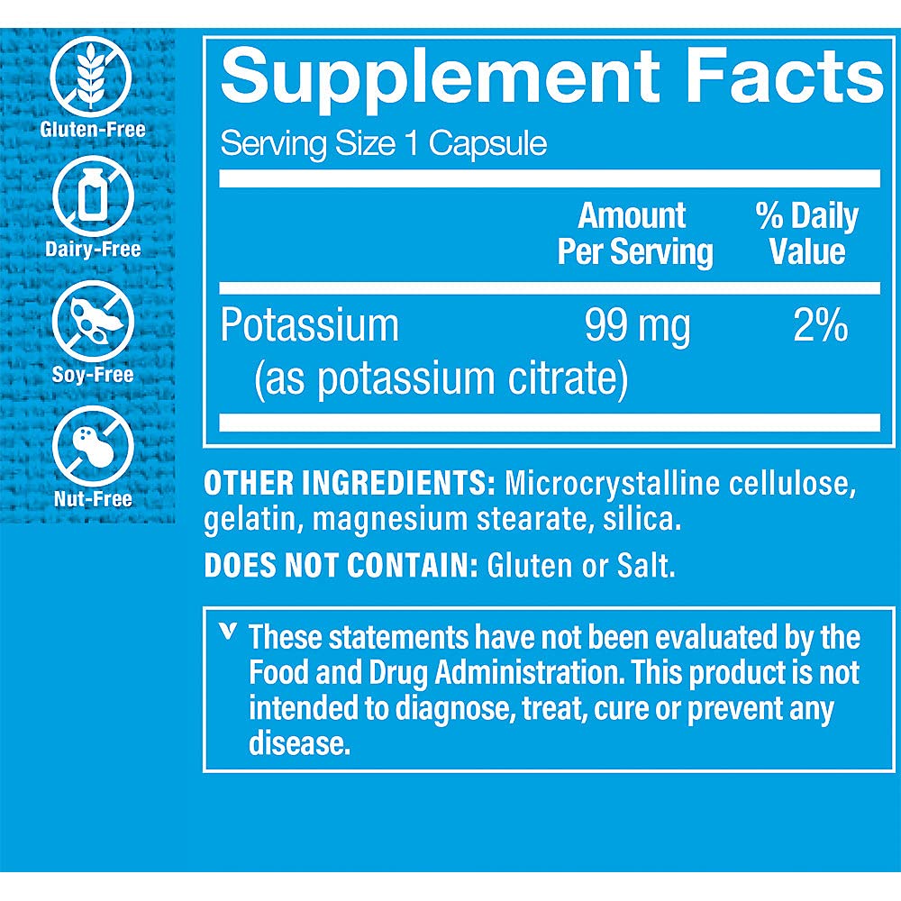 The Vitamin Shoppe Potassium 99mg Capsules, 100 Count