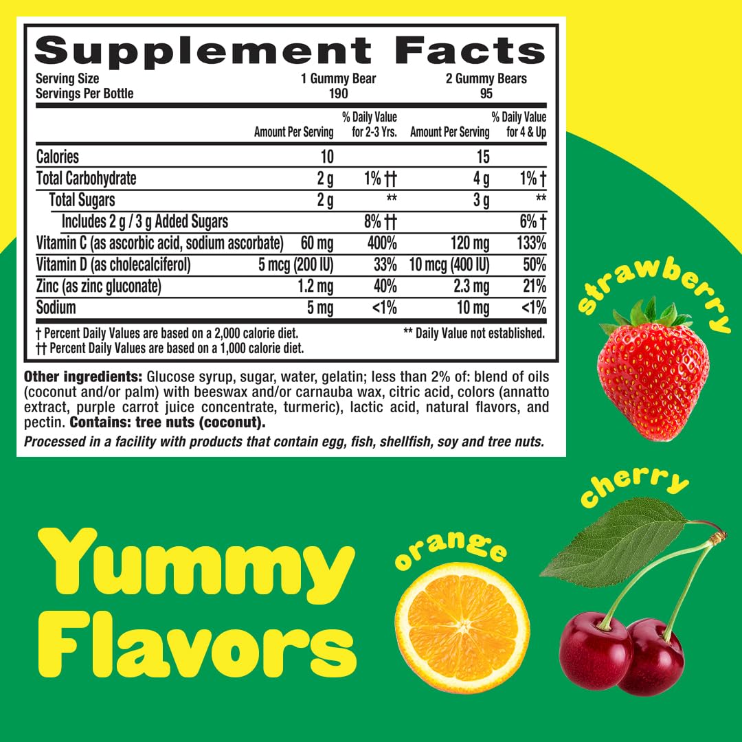Lil Critters Kids Immune C Gummy Supplement with Vitamin C, Zinc and Vitamin D3 for Immune Support, 190 Count