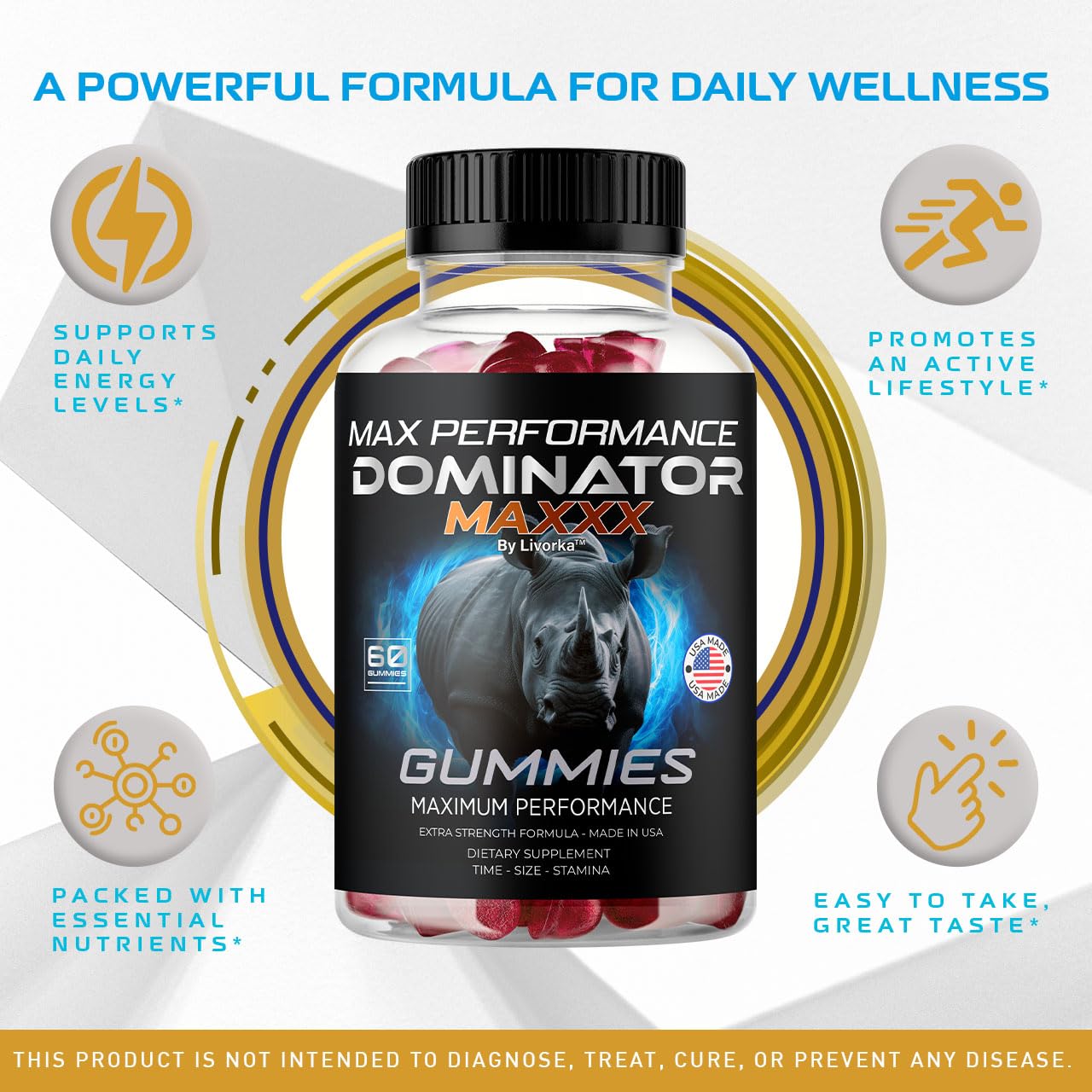 LIVORKA Dominator Maxxx Gummies for Men 180 Gummies