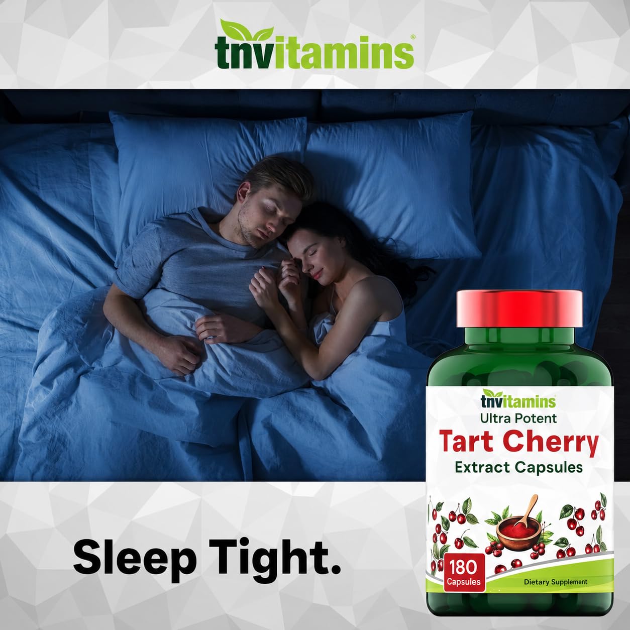 tnvitamins Tart Cherry 400 mg 30:1 Extract Capsules, 180 Count