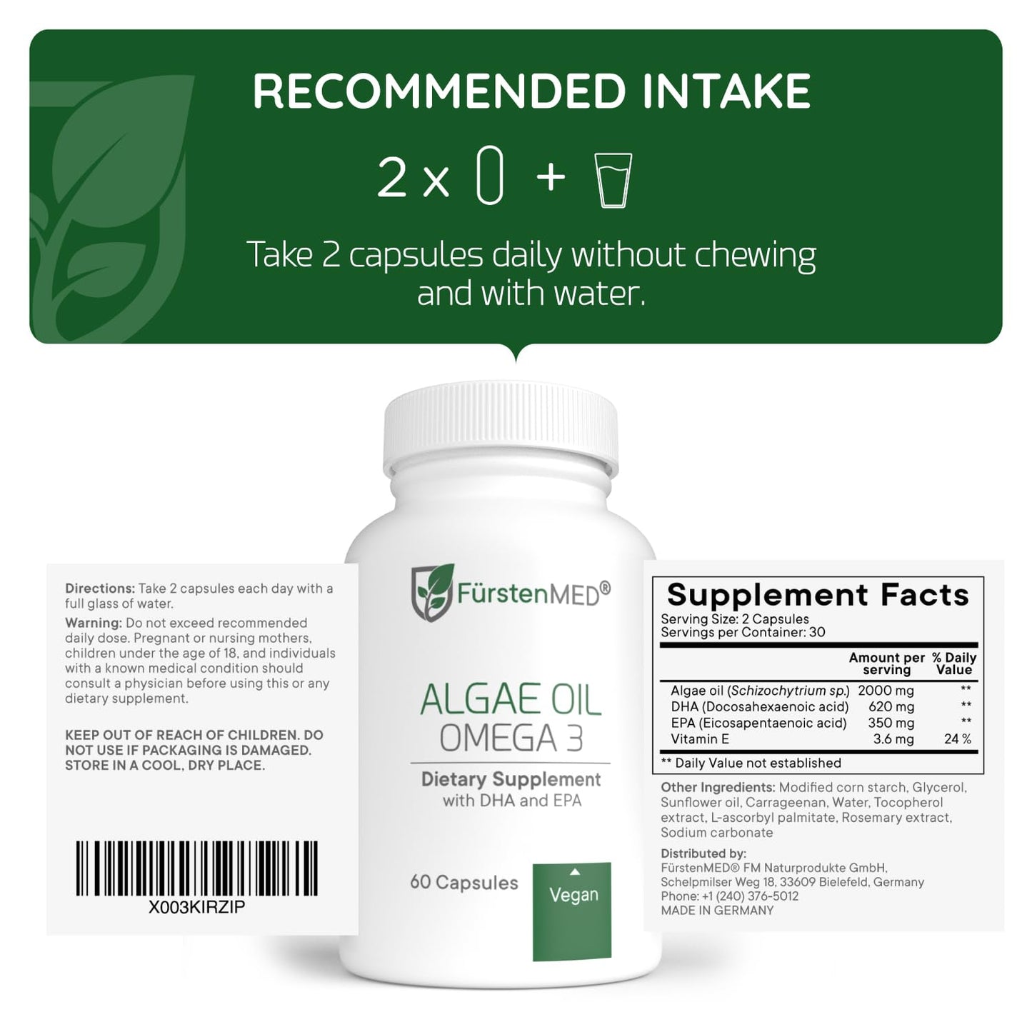 FürstenMED Algae Oil Vegan Omega-3 Softgels 60