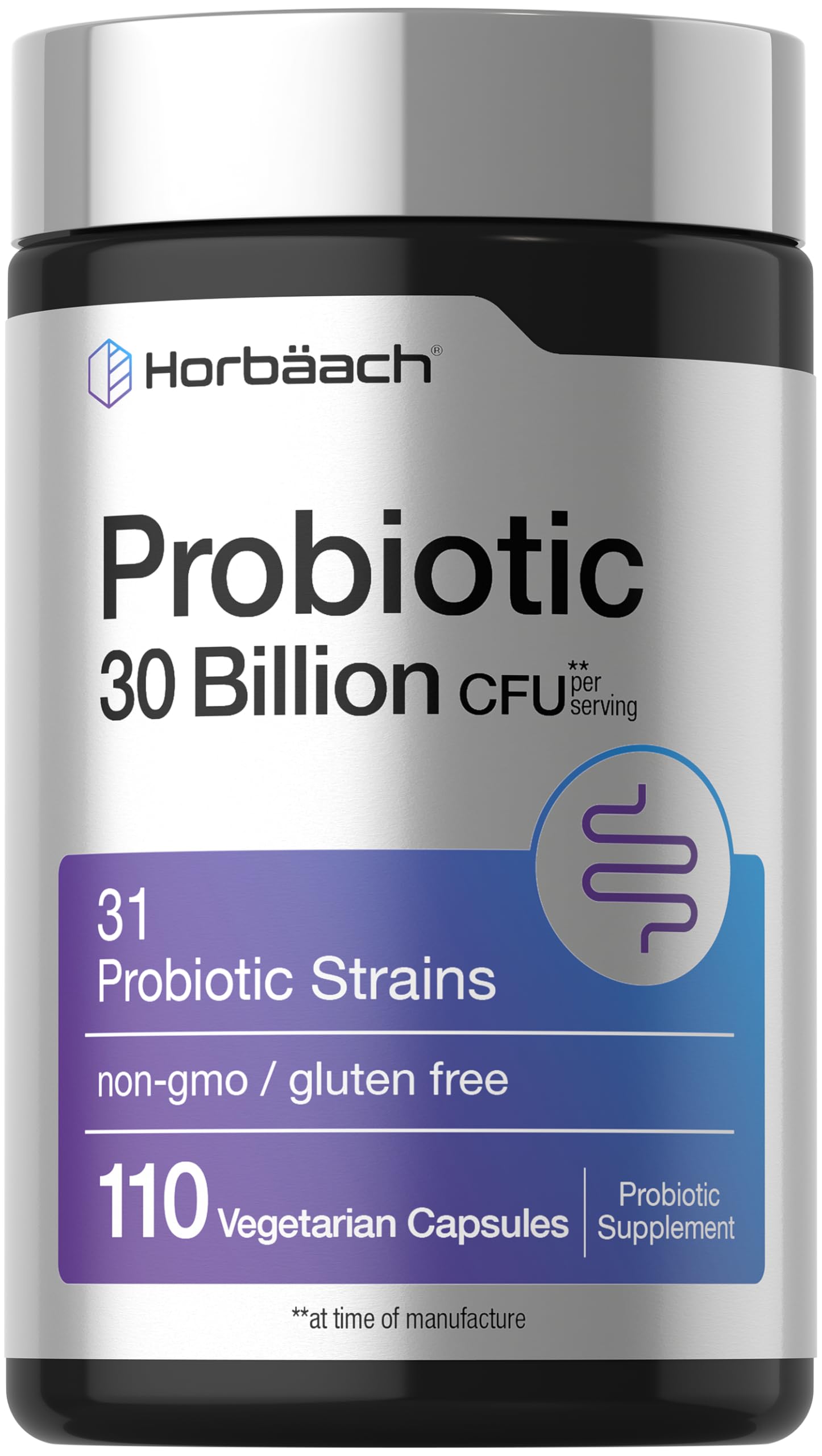 Horbäach Probiotic 30 Billion CFU 31 Probiotic Strains Capsule, 110 Count