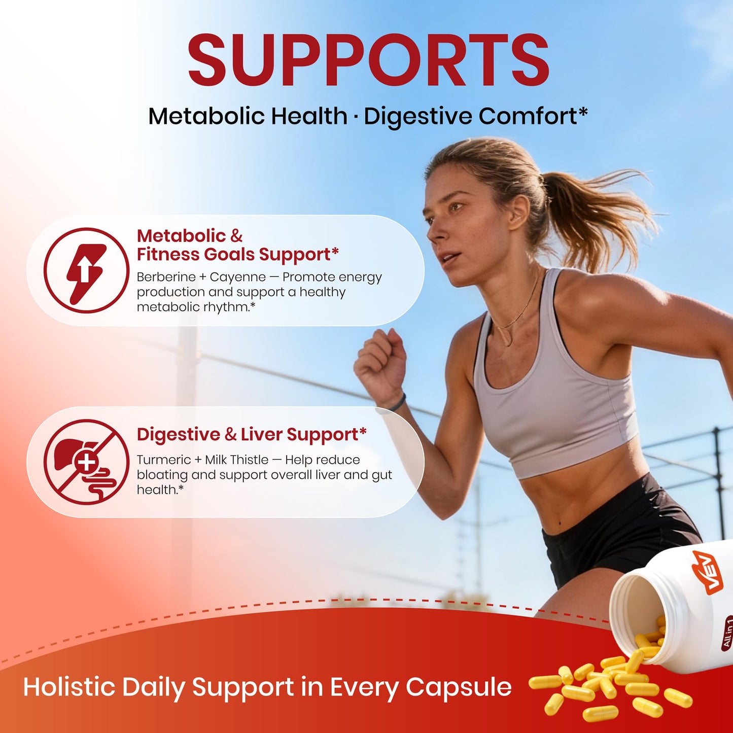 VEV Berberine Supplement Capsule, 120 Capsules