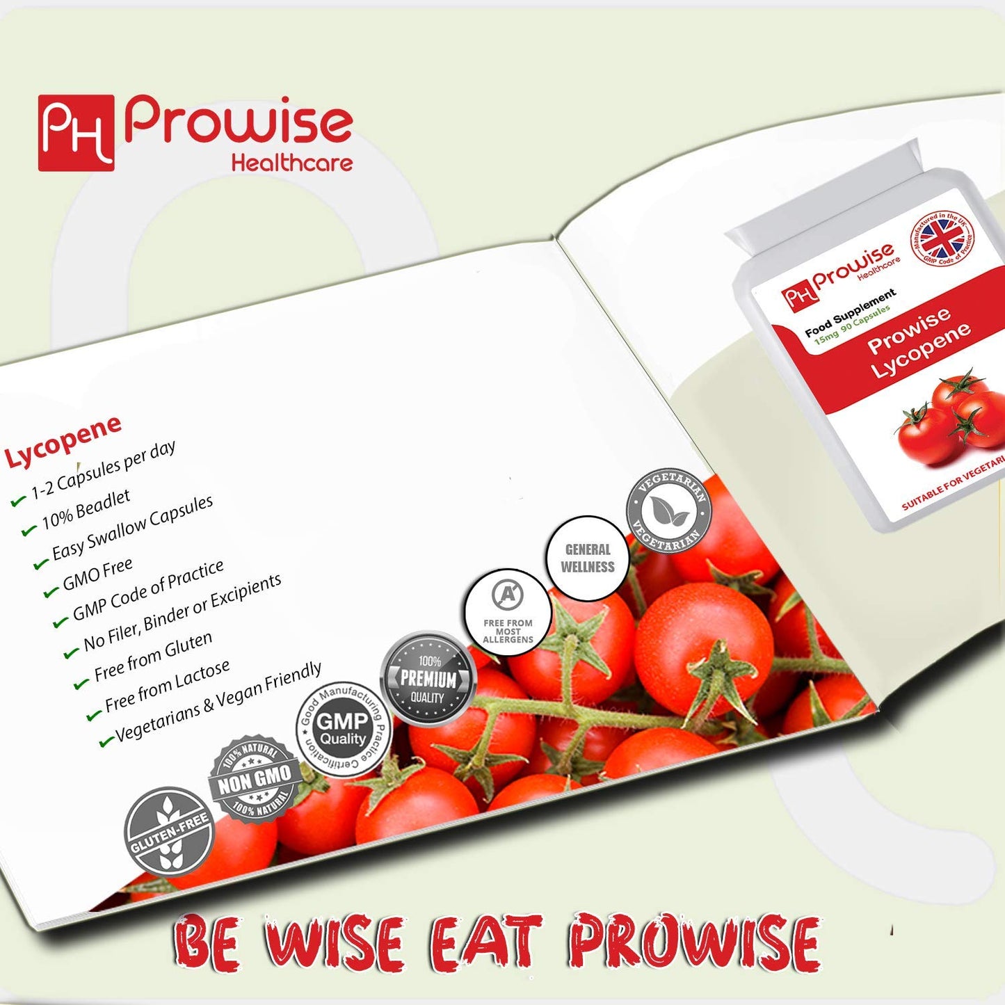 PH PROWISE Healthcare Lycopene 10% Beadlet 15 mg Capsules, 90 Count