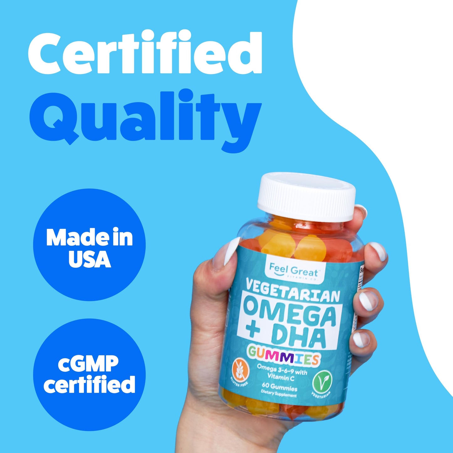 The Feel Great Vitamin Company Plant Based Omega-3-6-9 + DHA Gummies, 60 Gummies
