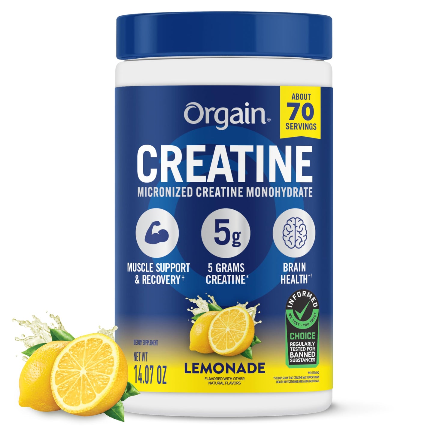 Orgain Creatine Monohydrate Micronized Powder Lemonade, 14.07 oz