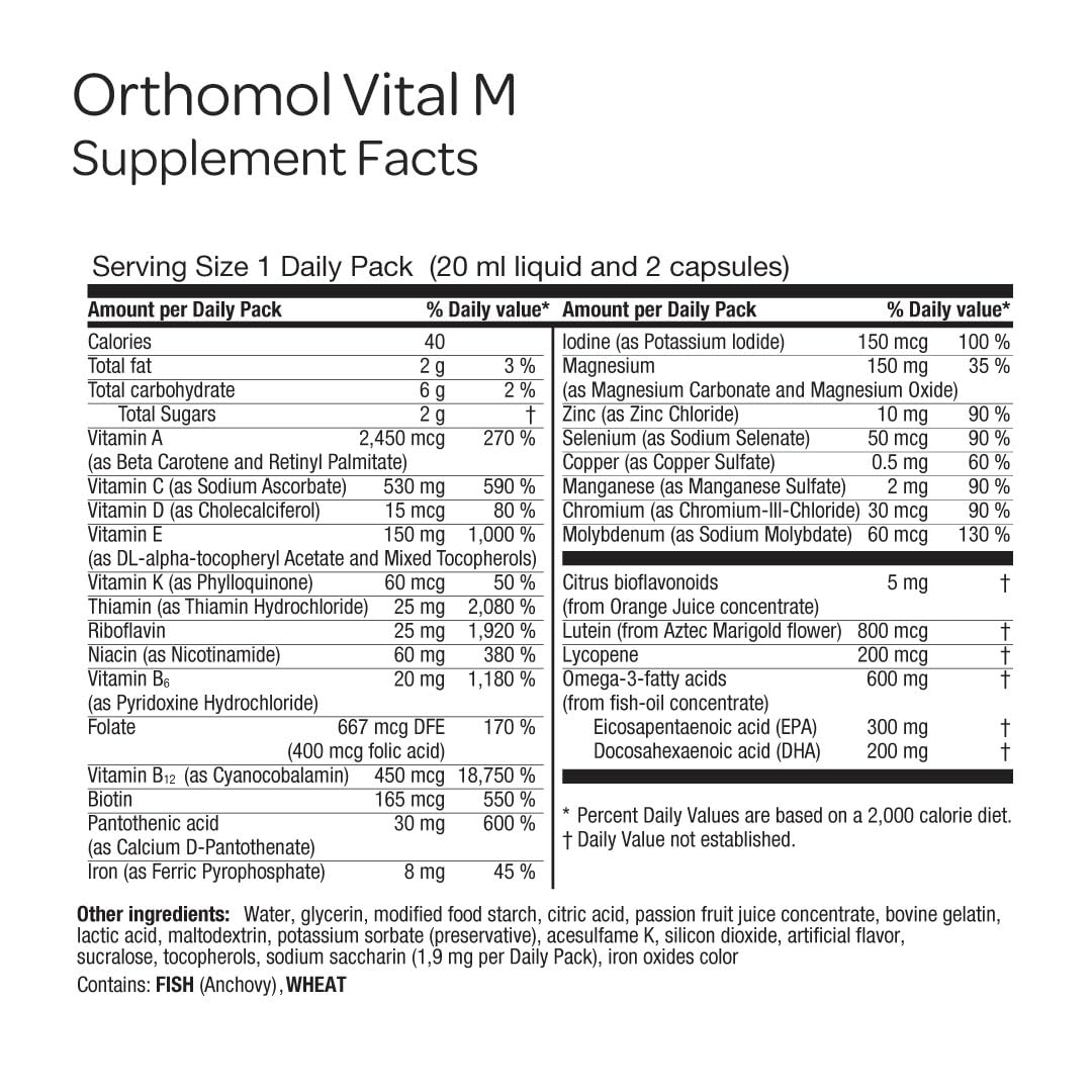 Orthomol Vital M Daily Multivitamin for Men Capsules, 7 Capsules
