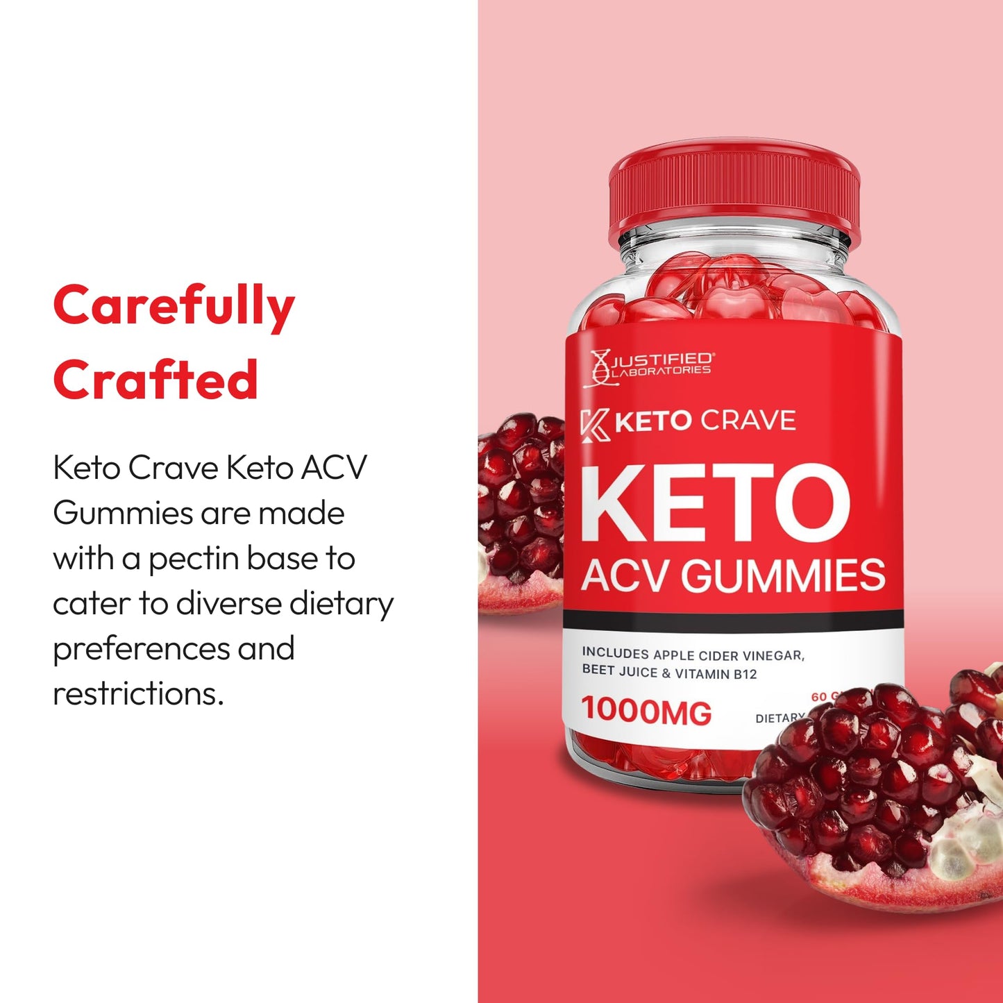 Justified Laboratories Keto Crave Keto ACV Gummies (1000 mg) - 300 Gummies