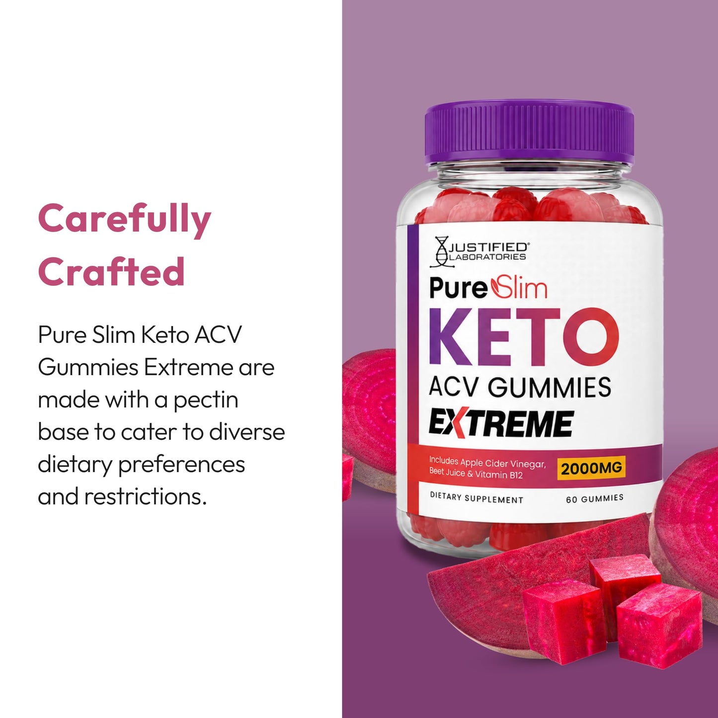 Justified Laboratories Pure Slim Keto ACV Gummies Extreme 300 Gummies