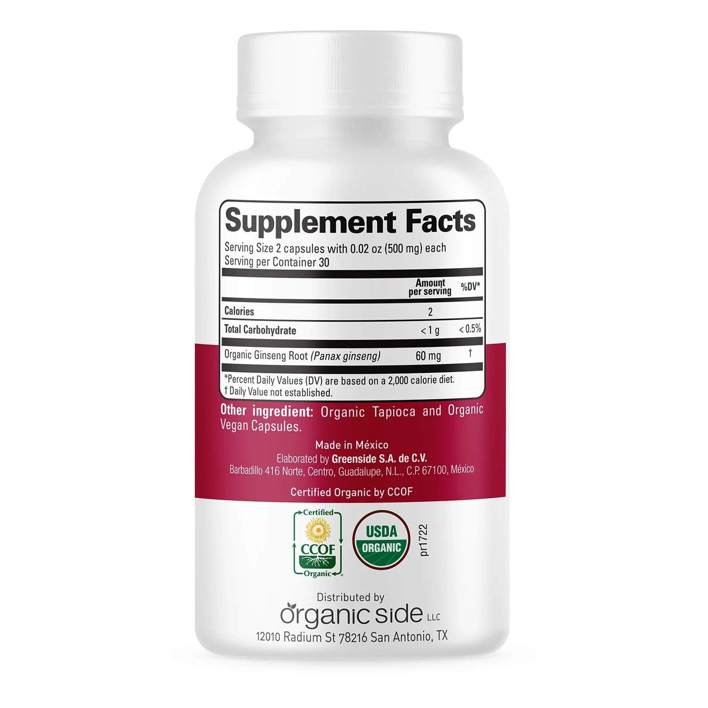 OS Organic Side Ginseng Capsules 1.05 oz
