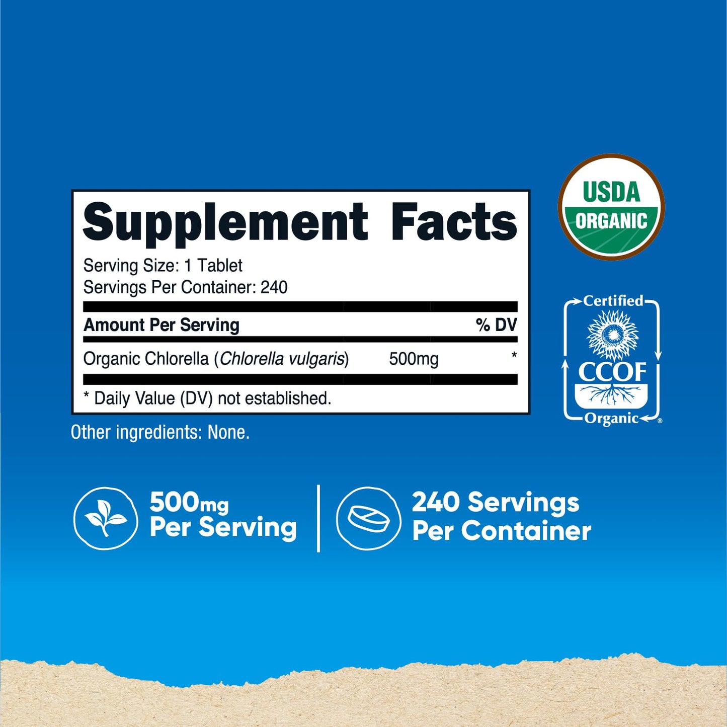 Nutricost Organic Chlorella 500mg 240 Tablets