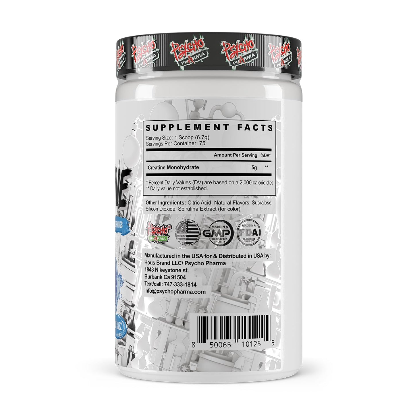 Psycho Pharma Creatine 5g Premium Micronized Creatine Monohydrate per Serving Powder, 75 Servings