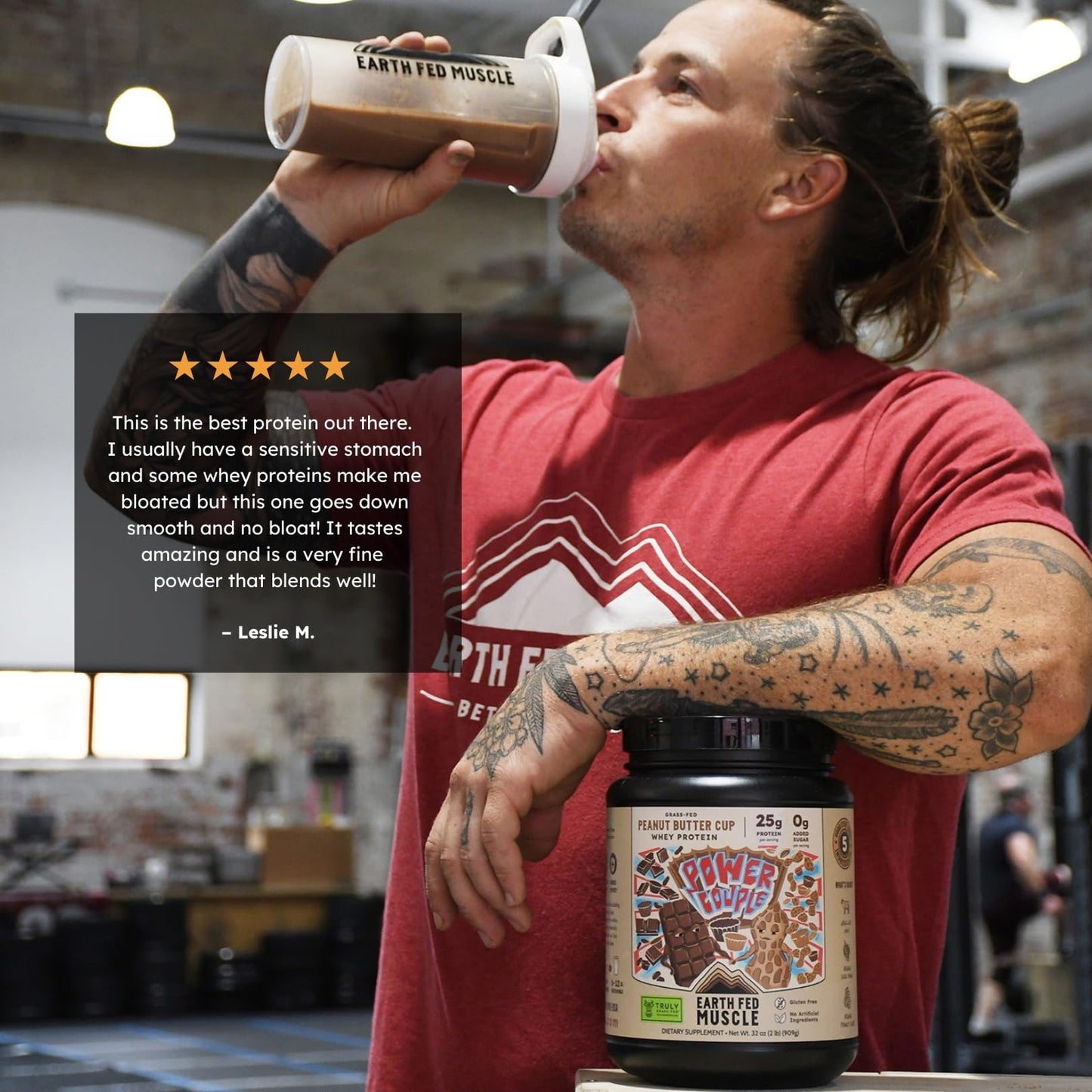 Earth Fed Muscle Power Couple Peanut Butter Cup Whey Protein Isolate Powder, 32 Servings