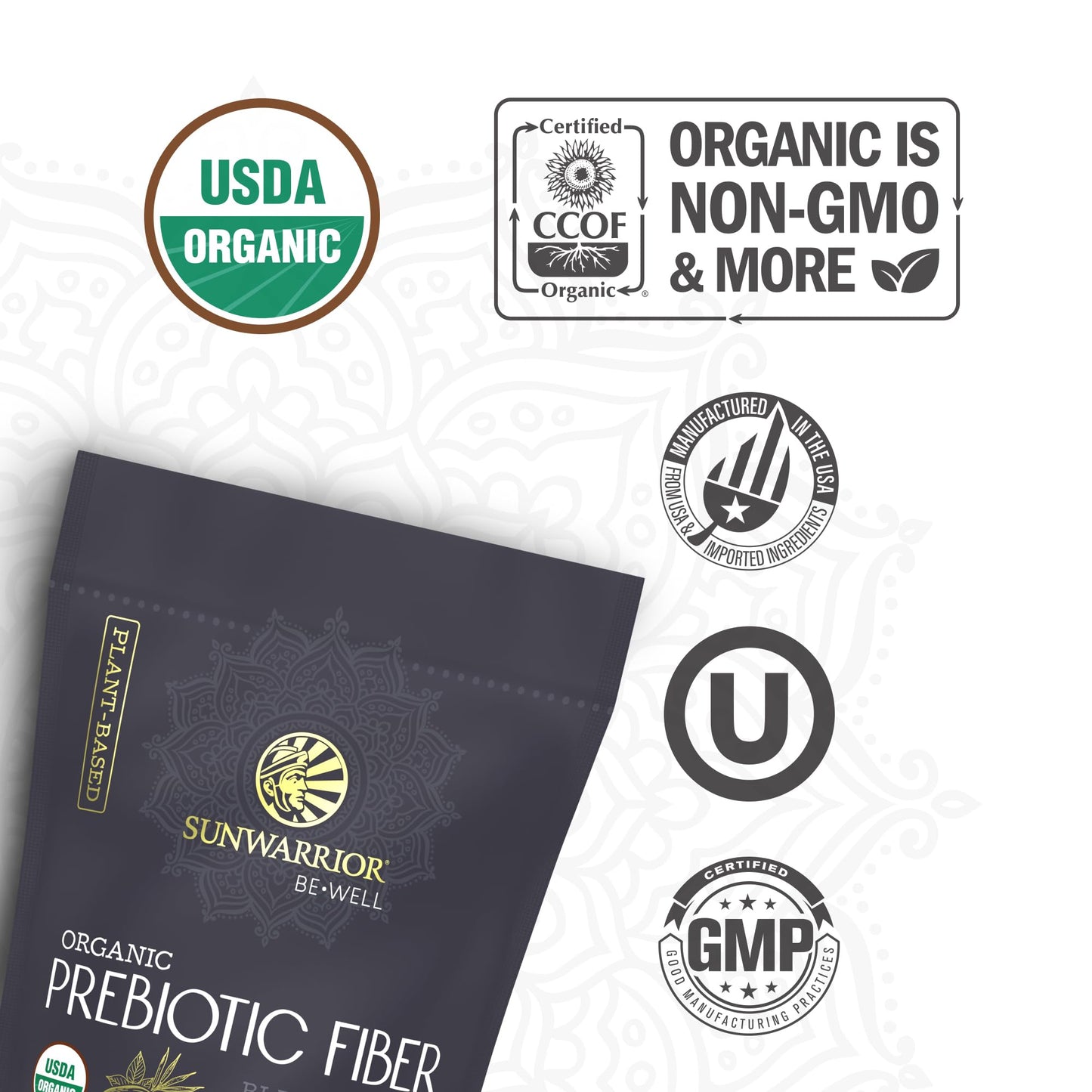 Sunwarrior Fiber Supplement Prebiotic Organic Powder, 7.4 Ounce