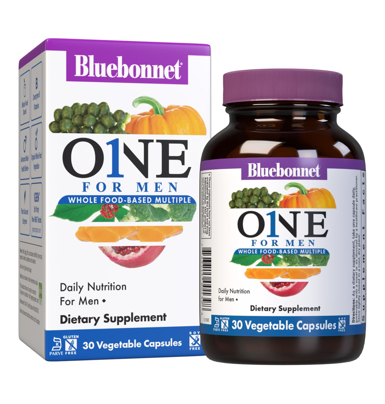 BlueBonnet One for Men Whole Food-Based Multivitamin, Capsules, 30 Count
