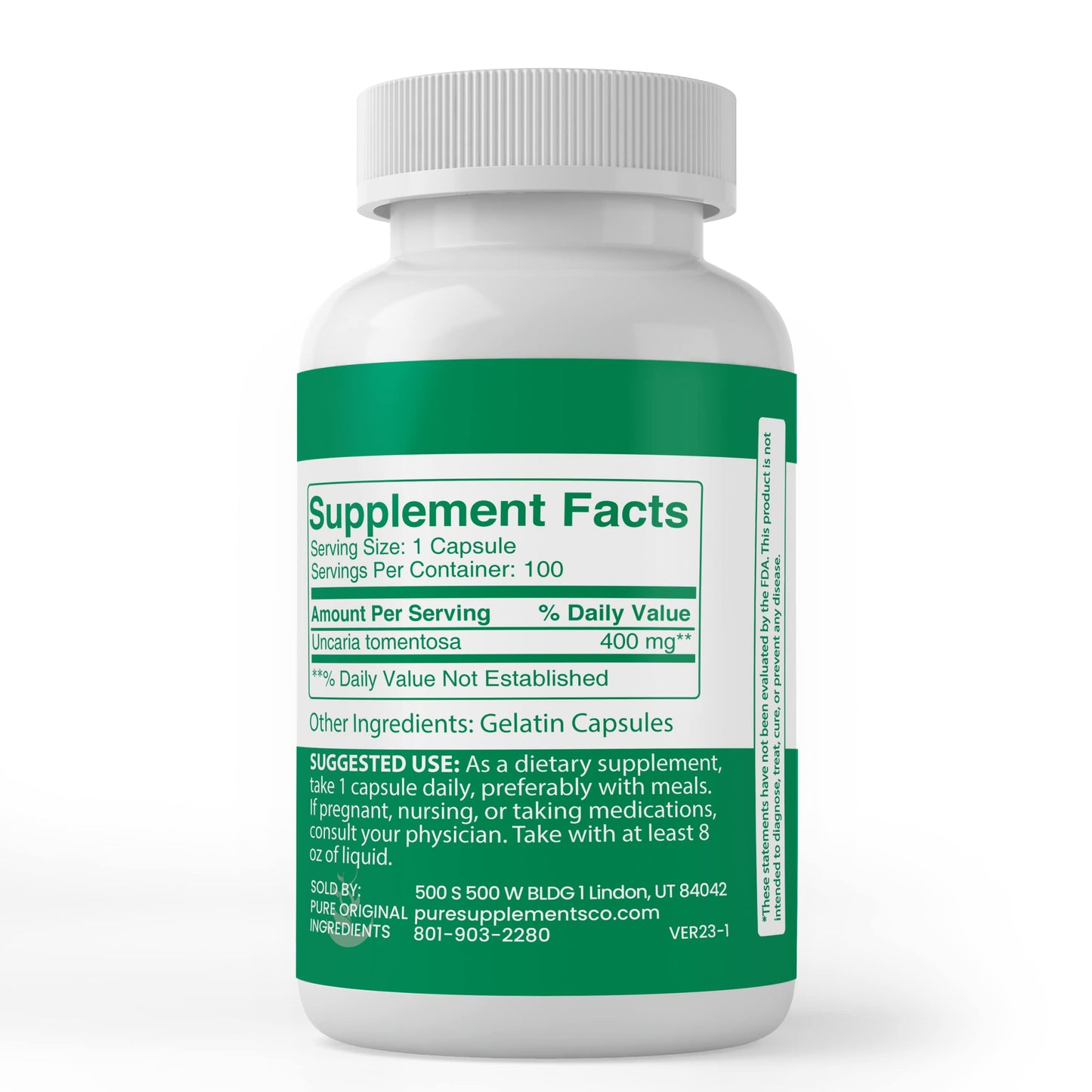 Pure Original Ingredients Cat's Claw Bark Capsule 100 Capsules