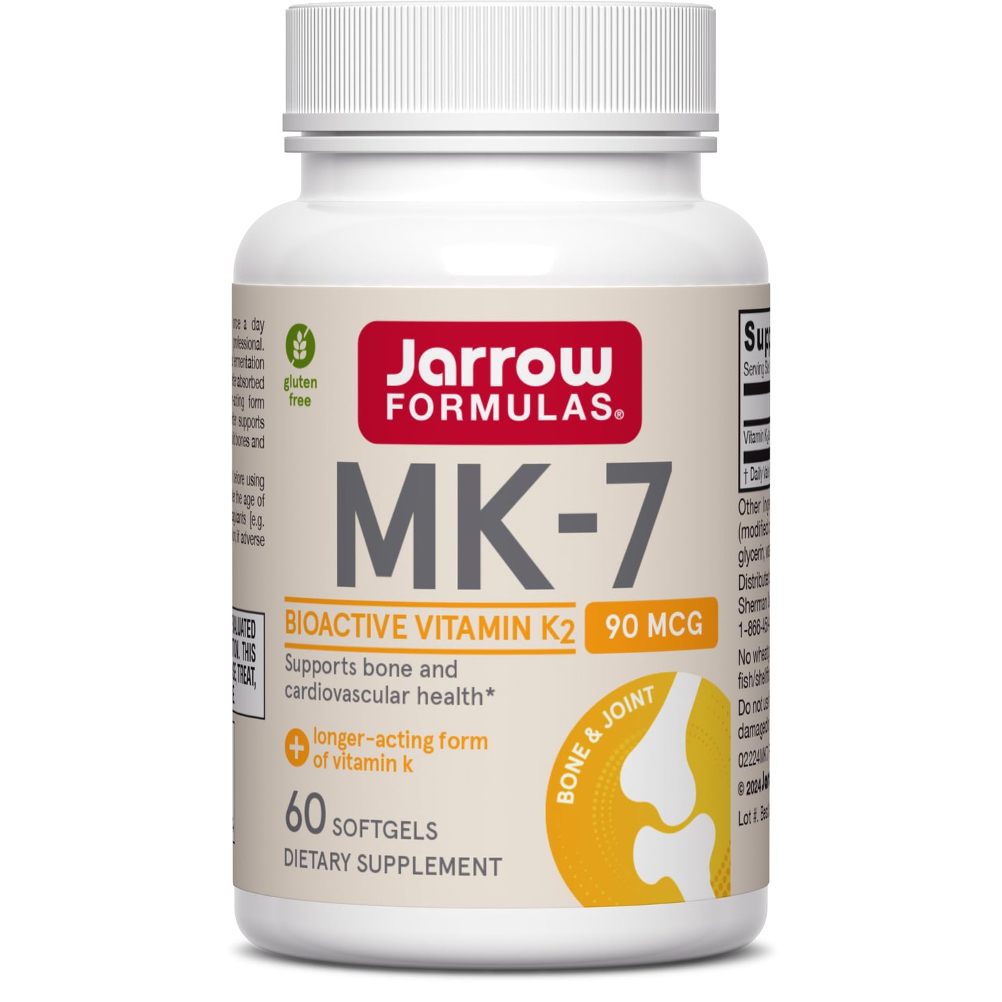 Jarrow Formulas MK-7 90 mcg Bioactive Form of Vitamin K2 Softgels 60 Count