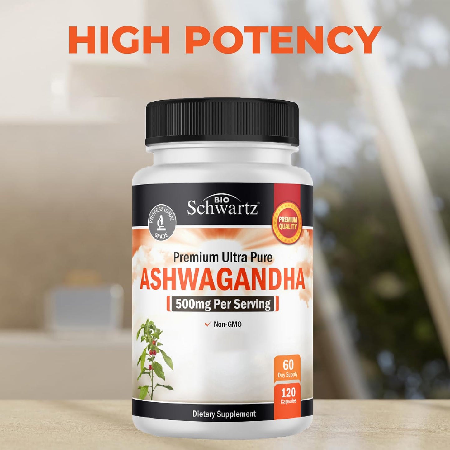 BioSchwartz Ashwagandha 500mg Capsule, 120 Count