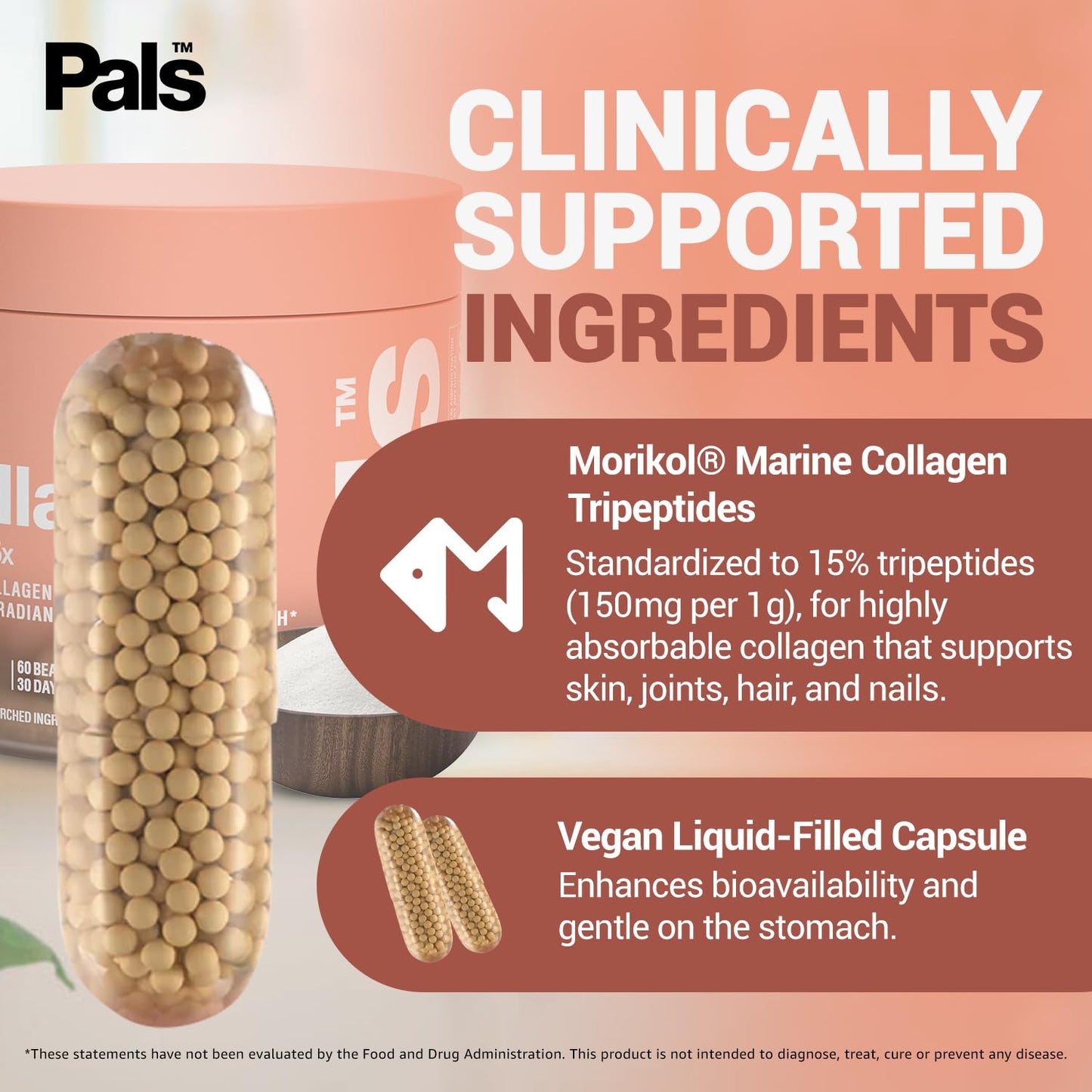 PALS Marine Collagen Peptides Capsules, 60 Count