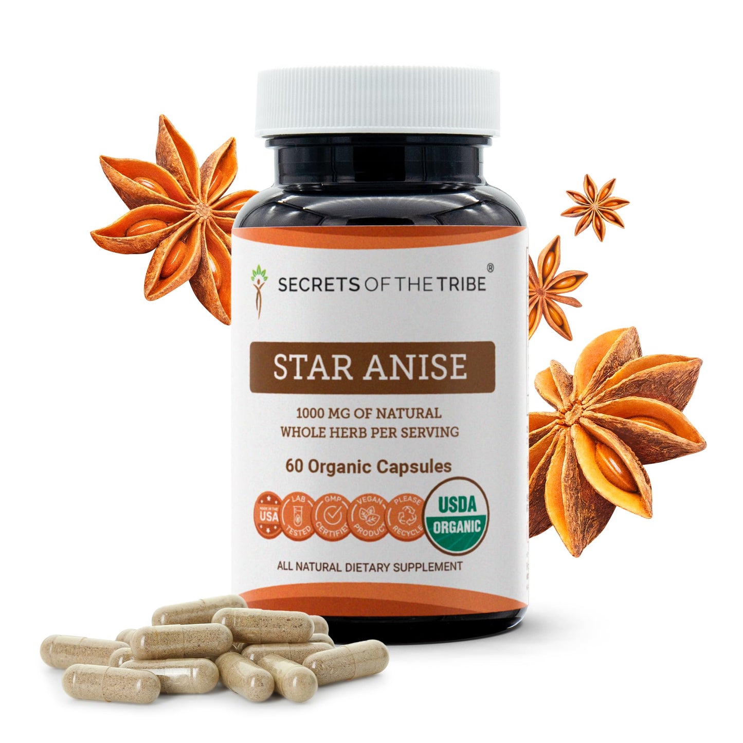Secrets of the Tribe Star Anise Capsules, 60 Capsules