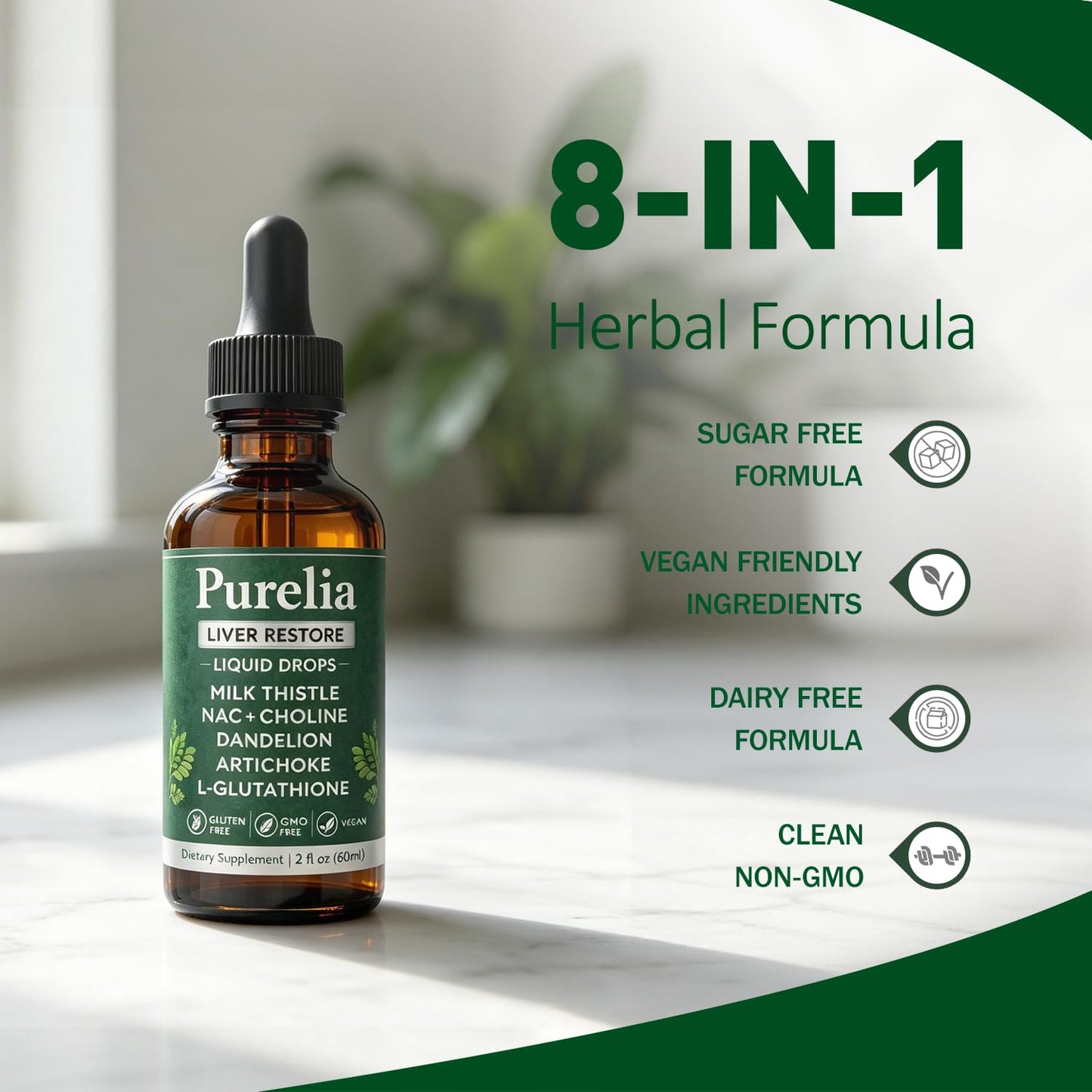 ZOVOST Purelia Liver Restore Drops with Milk Thistle Gummy, 2-Count, 2 oz