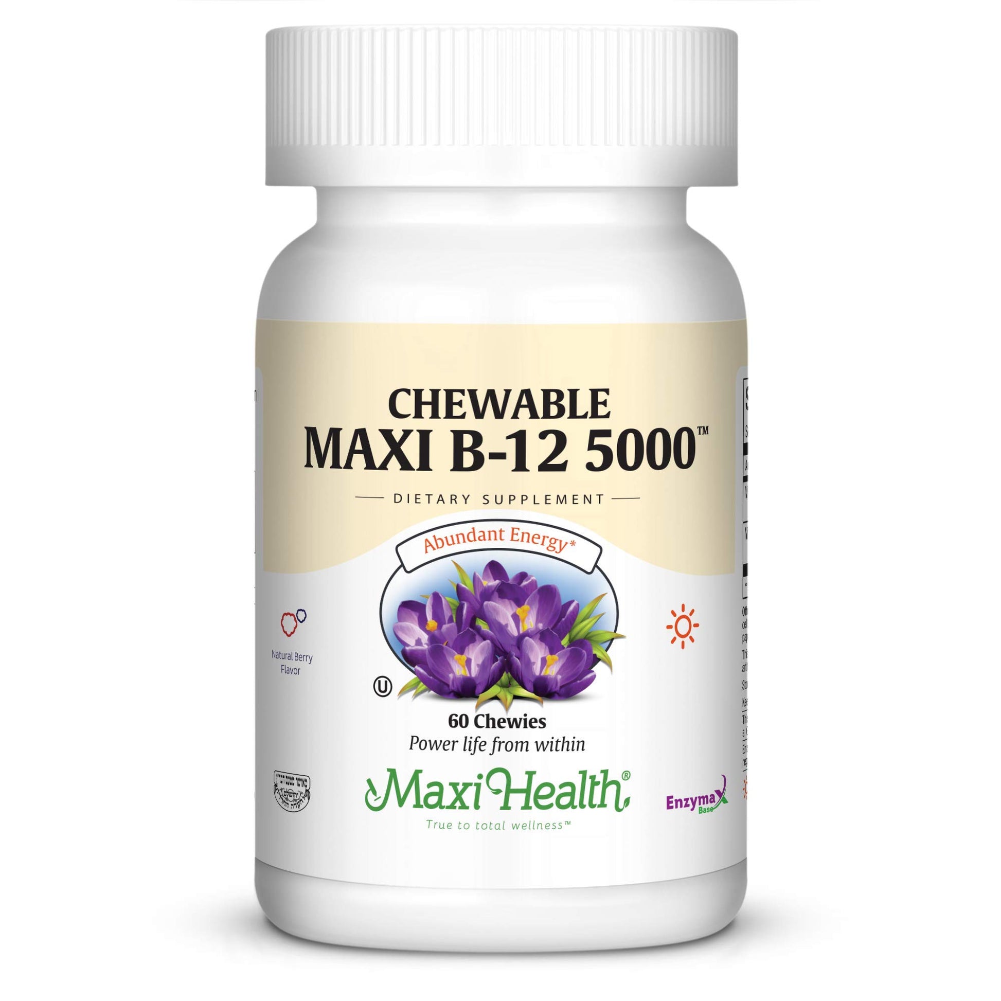 Maxi Health Vitamin B12 5000 mcg Chewable Tablets, 60 Count