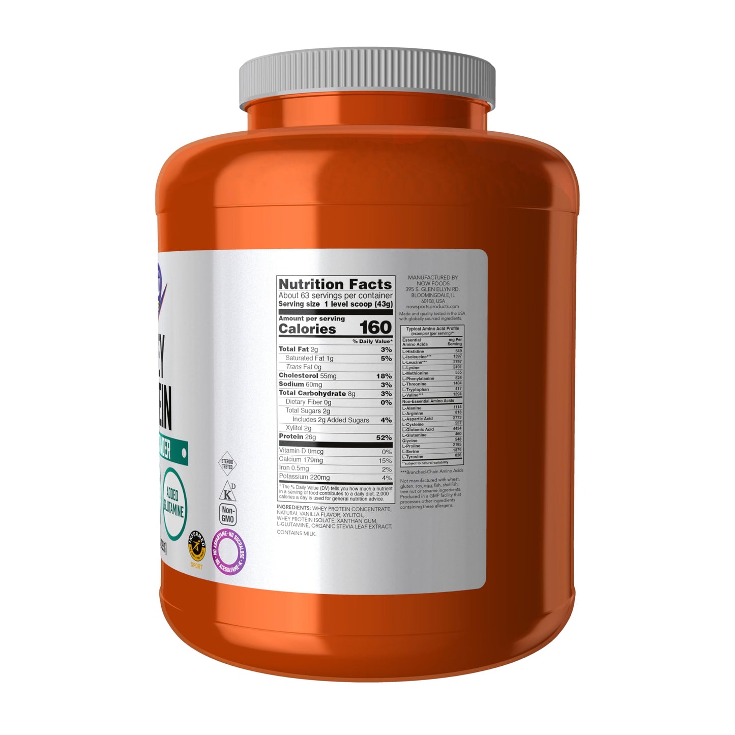 NOW Foods Whey Protein Powder with BCAAs, Creamy Vanilla, 96 Servings