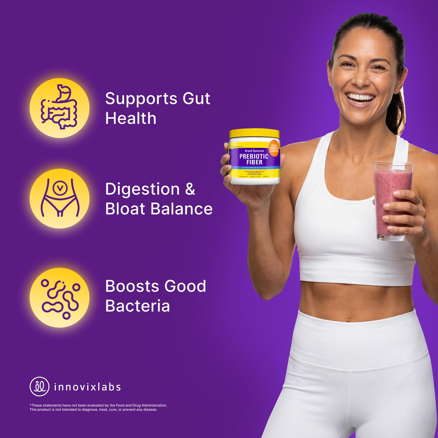 InnovixLabs Prebiotic Fiber Powder for Digestive & Gut Health 6.4 oz