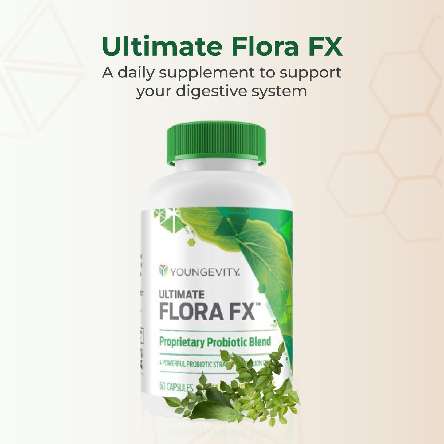 Youngevity Ultimate Flora FX Probiotic Supplement Capsule, 4 Billion CFU, 60 Vegetarian Capsules