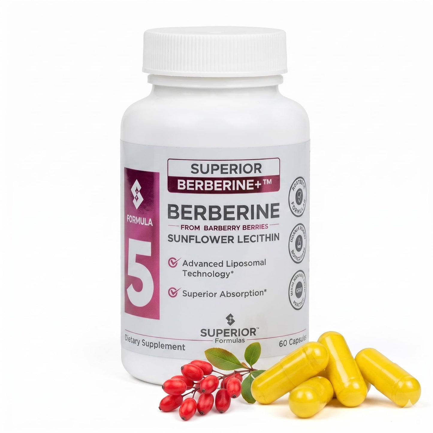 Superior Formulas LLC Berberine+ 1,100mg Blend 60 Capsules