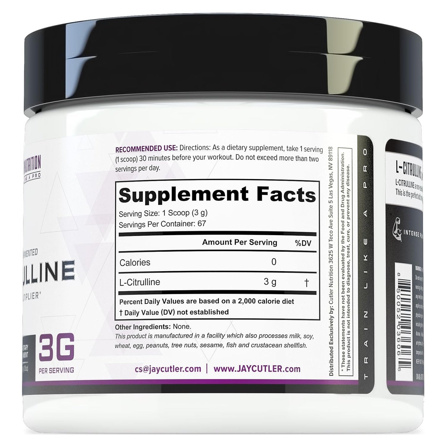 Cutler Nutrition Jay Essentials 100% Pure L-Citrulline Powder, Unflavored, 7.05 oz
