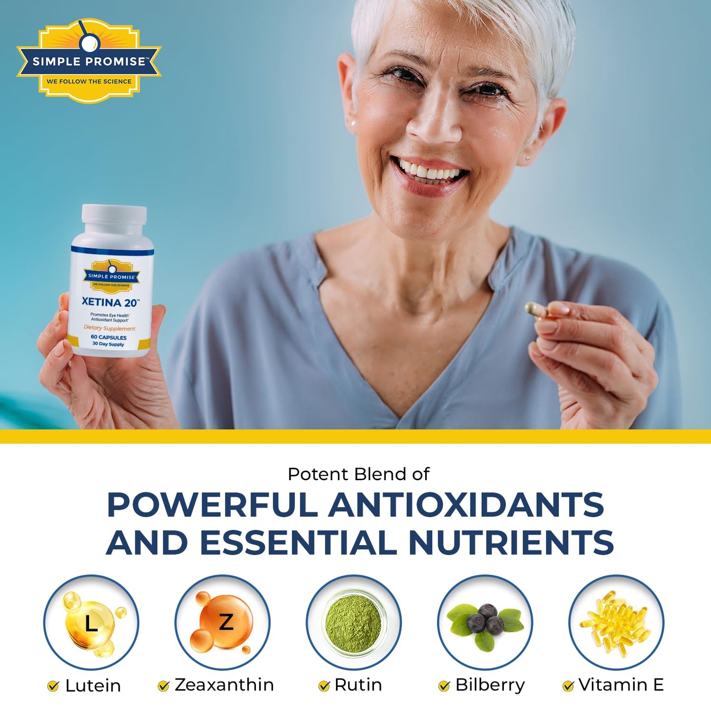 Simple Promise Xetina 20 Lutein and Zeaxanthin Supplements 60 Capsules