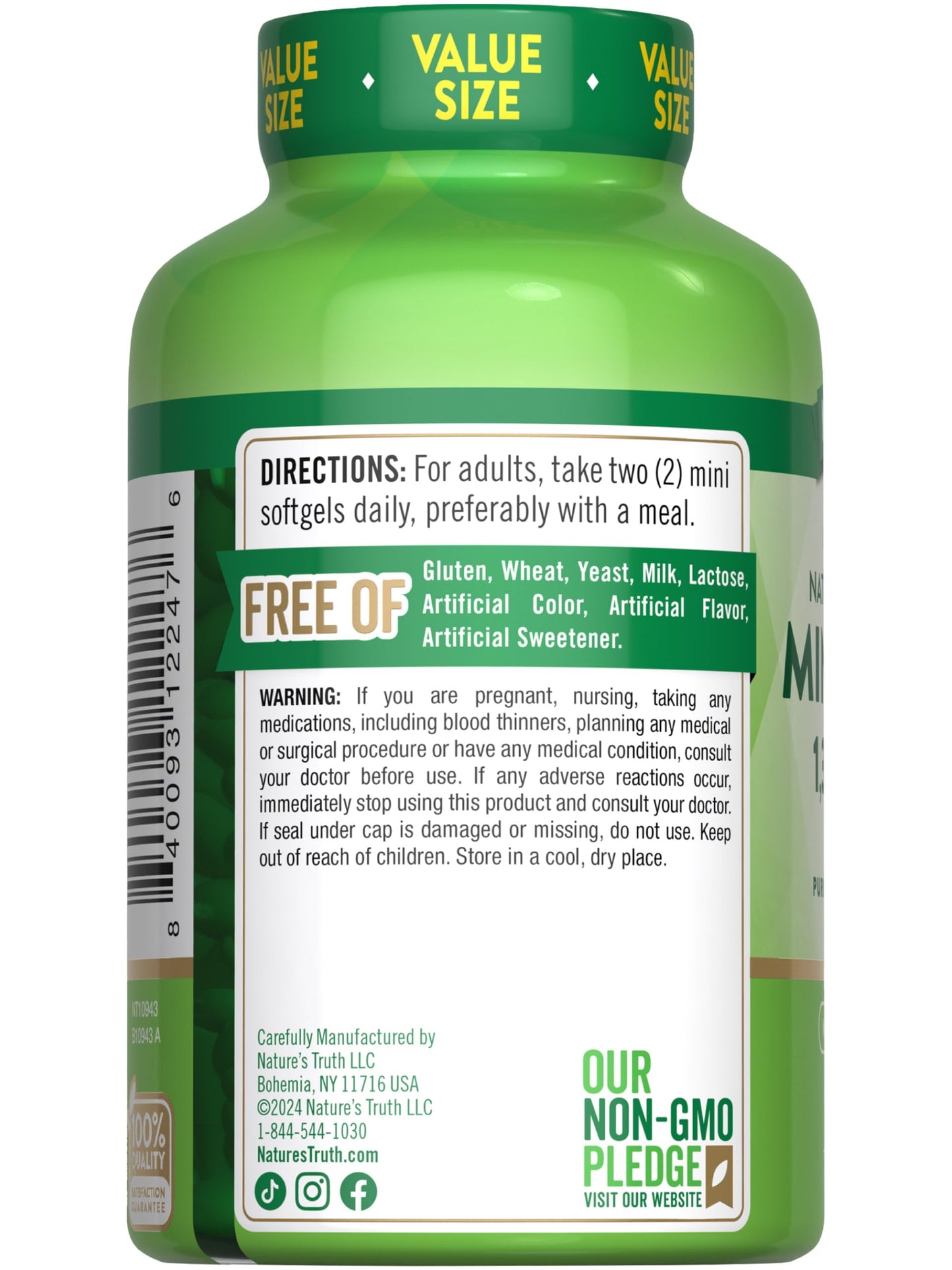 Nature's Truth Fish Oil Omega 3 Softgels 1340 mg, 200 Count