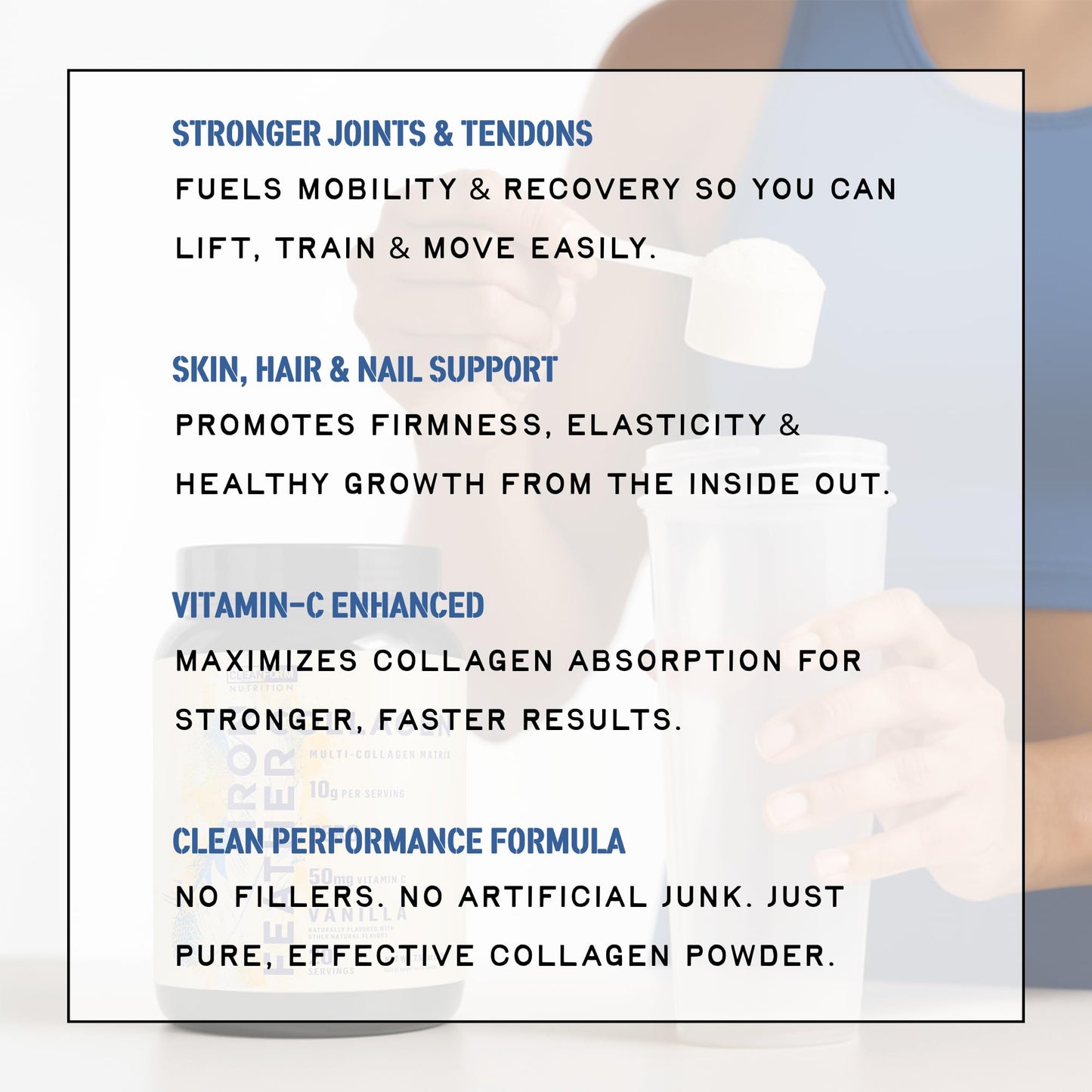 CleanForm Nutrition Iron Feather Collagen Vanilla Powder 10.32 oz