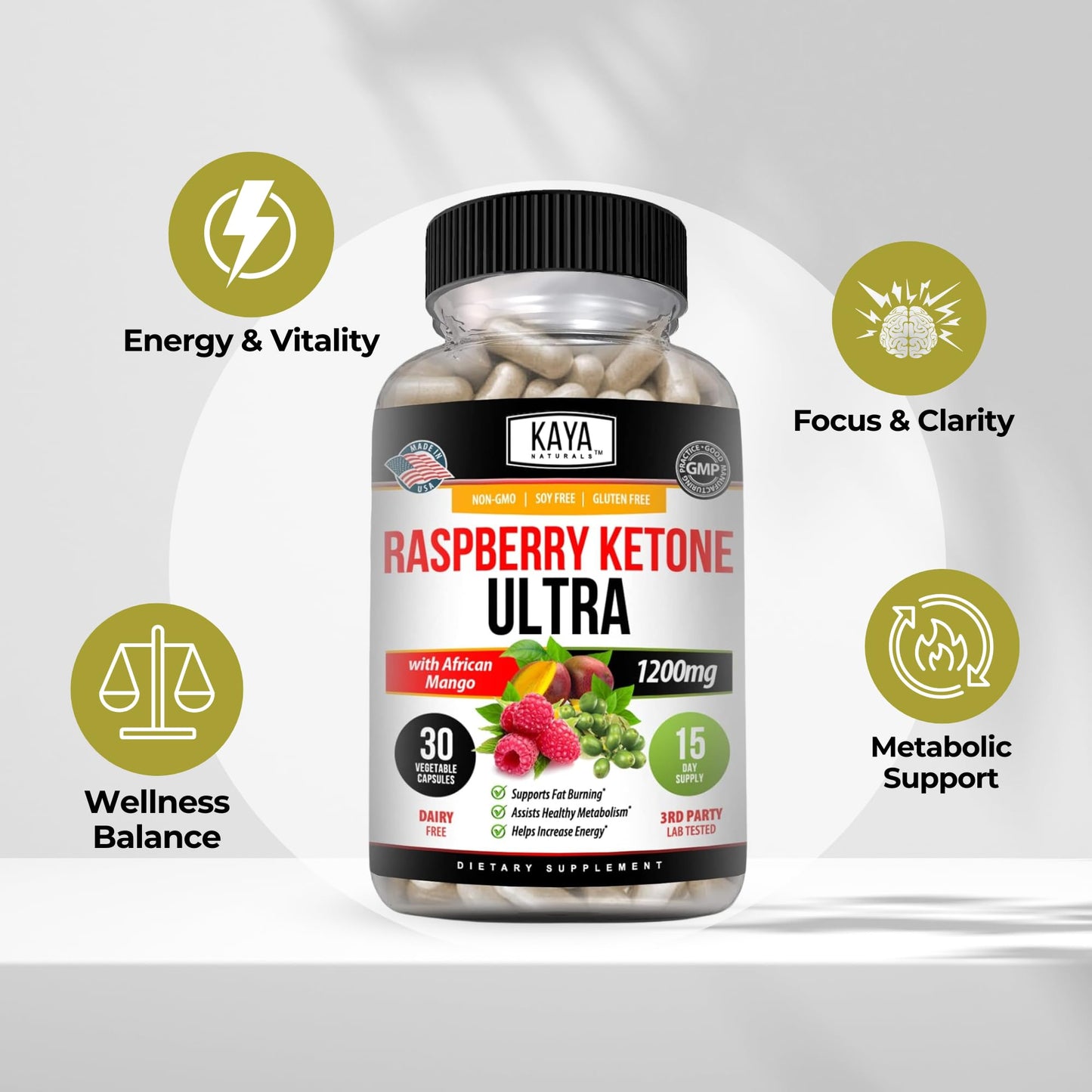 Kaya Naturals Keto Diet Raspberry Ketone Capsules, 30 Count