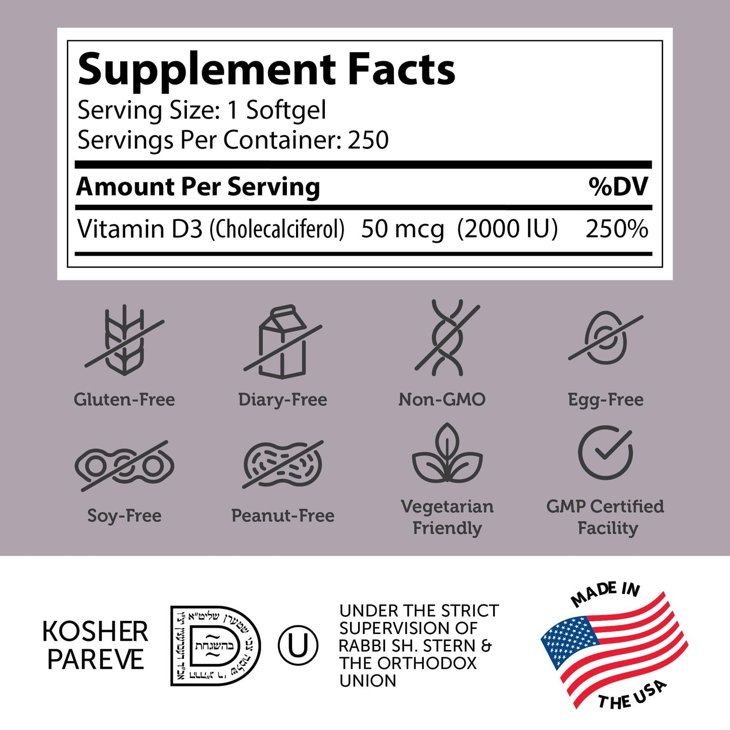 Zahler Advanced Vitamin D3 2000 IU Softgels 250 Count