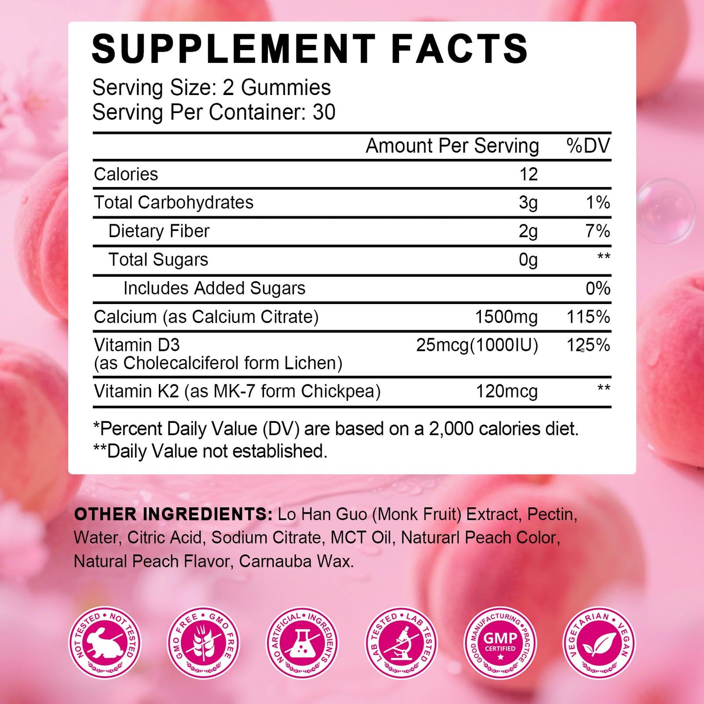 GORNVB Calcium Citrate 1500 mg with Vitamin D3 Gummies, 120 Count