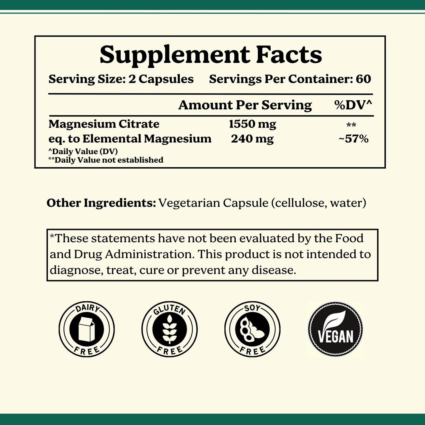 Life & Pursuits Pure Magnesium Citrate 775 mg Capsules, 120 Count