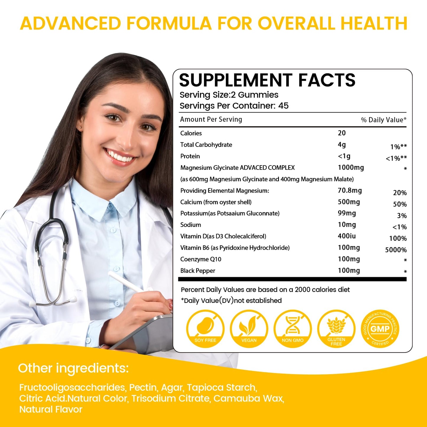 Maxmedix Magnesium Glycinate Gummies 1000mg, 90 Count