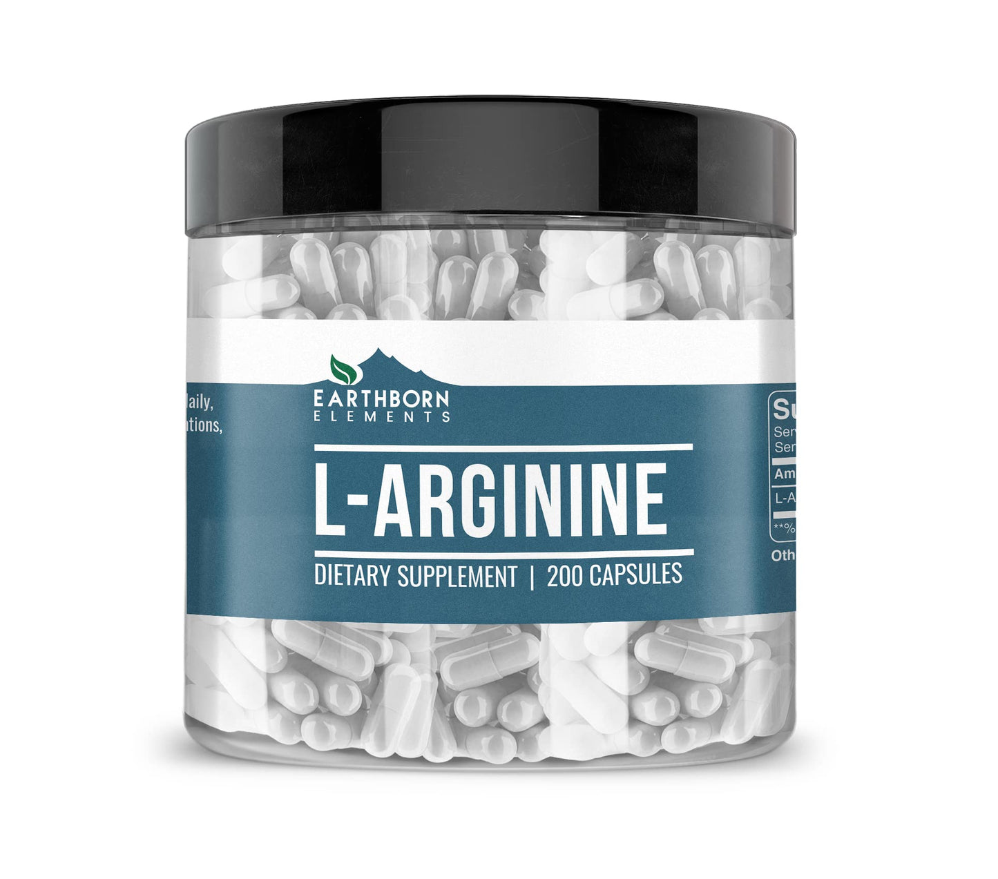 Earthborn Elements L-Arginine Pure & Undiluted, No Additives, Capsules, 200 Count